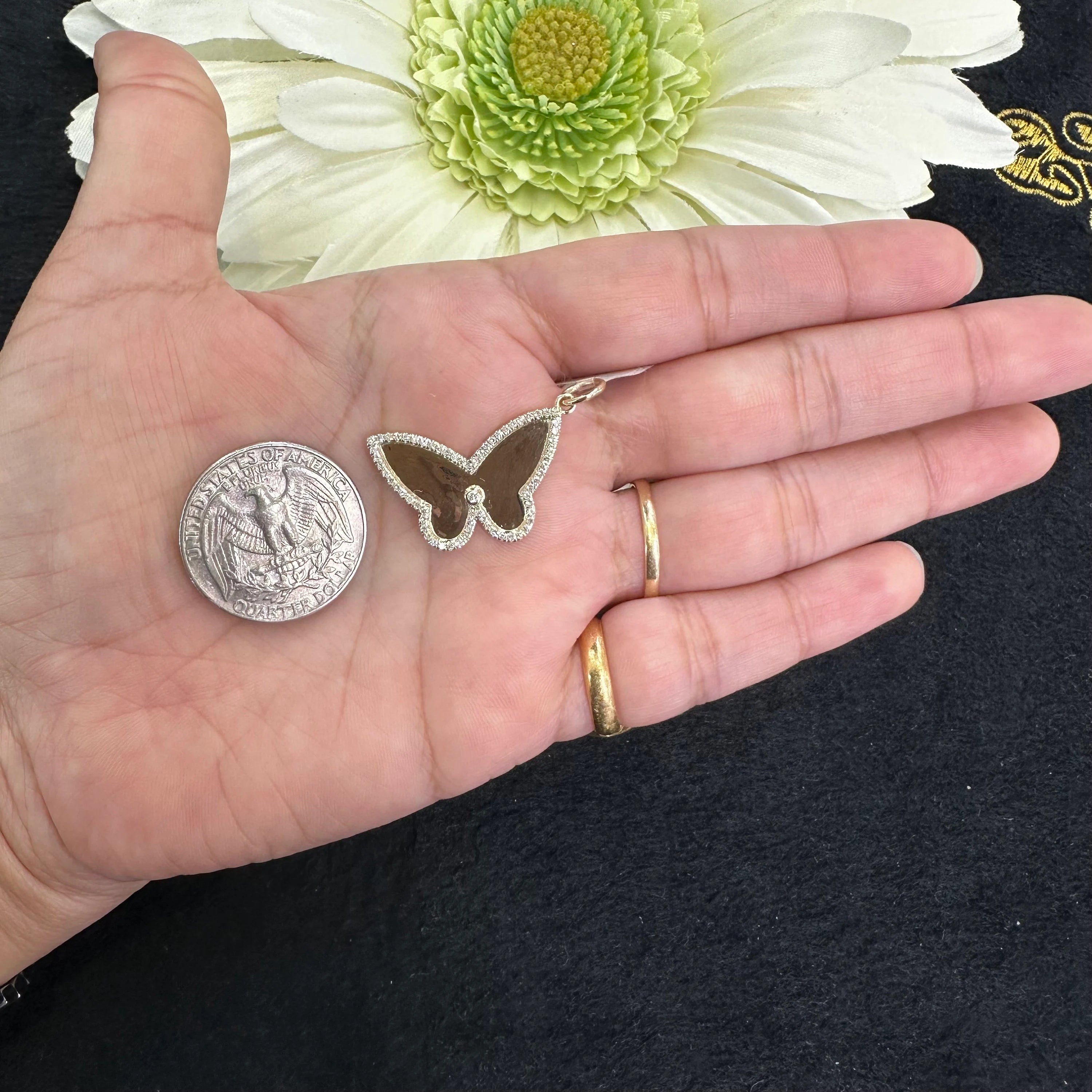 Diamond Framed Butterfly Pendant