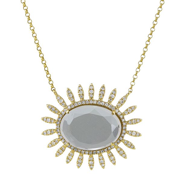 14K Yellow Gold Diamond White Topaz Necklace