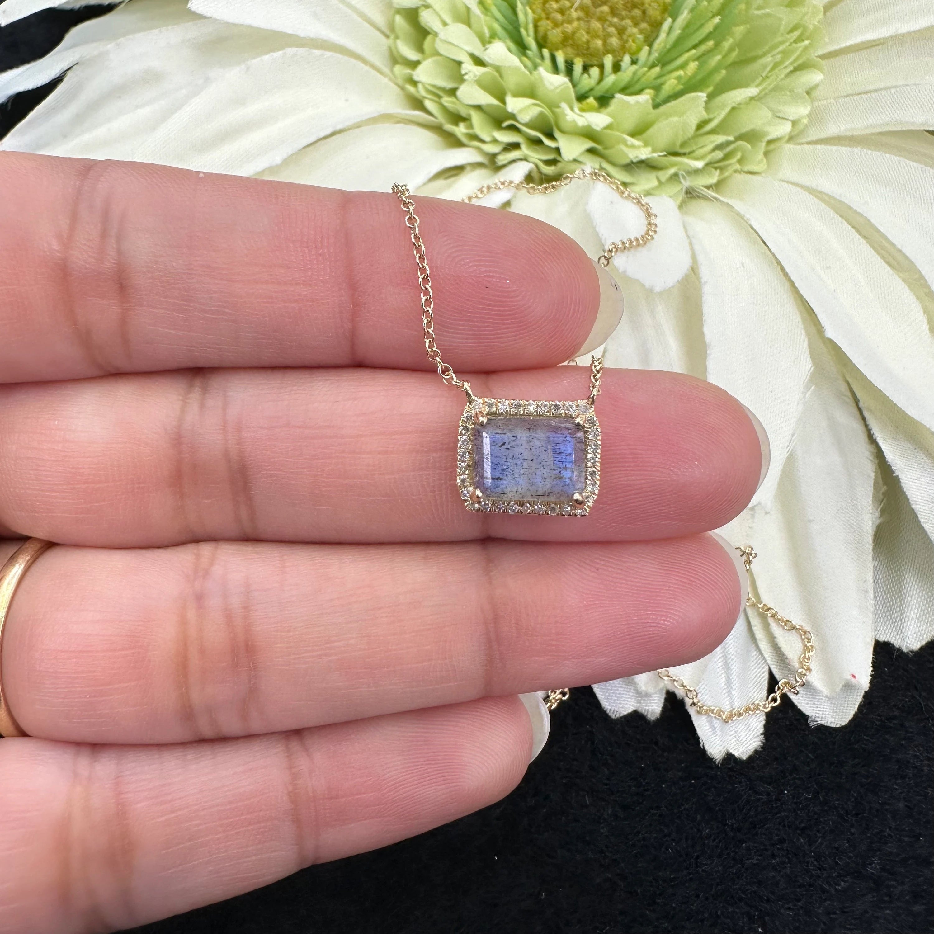Diamond Square Labradorite Necklace