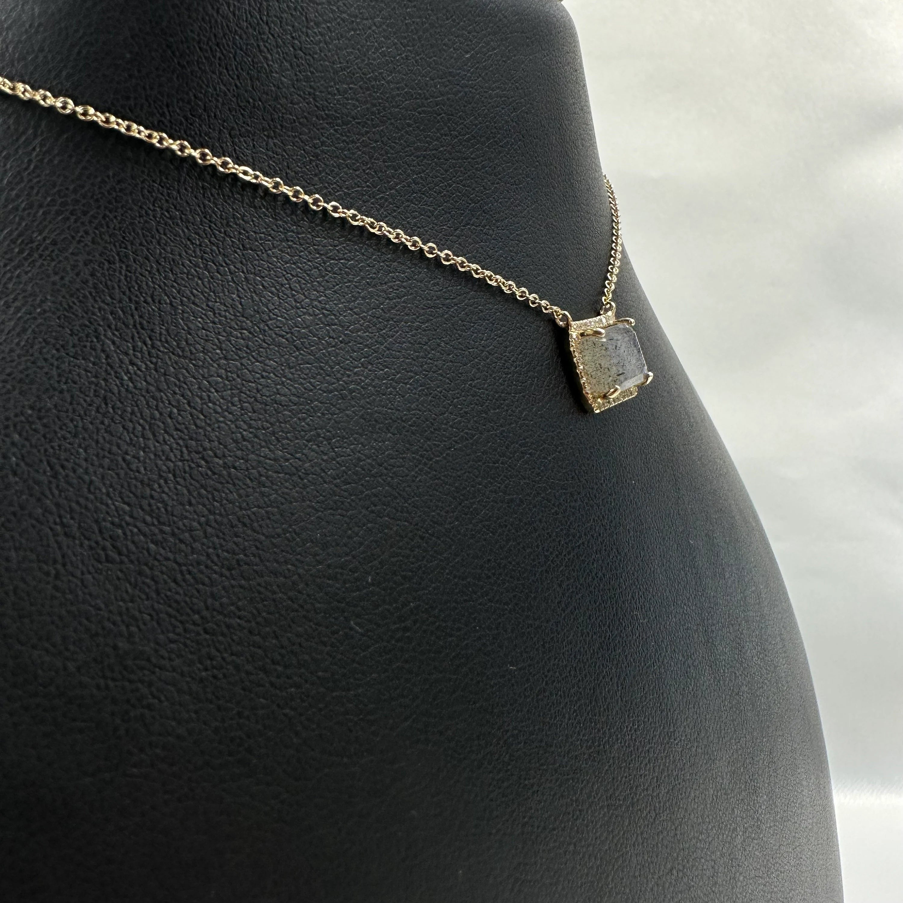 Diamond Square Labradorite Necklace