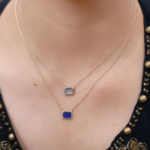 Diamond Square Labradorite Necklace