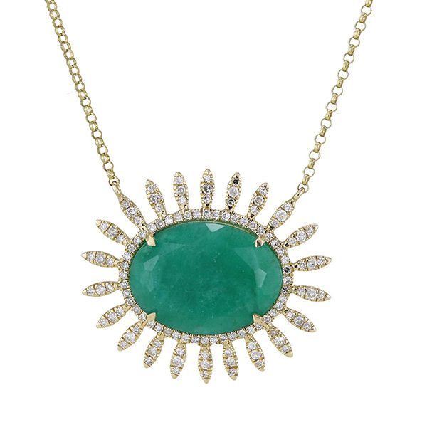 Diamond Spiked Emerald Necklace