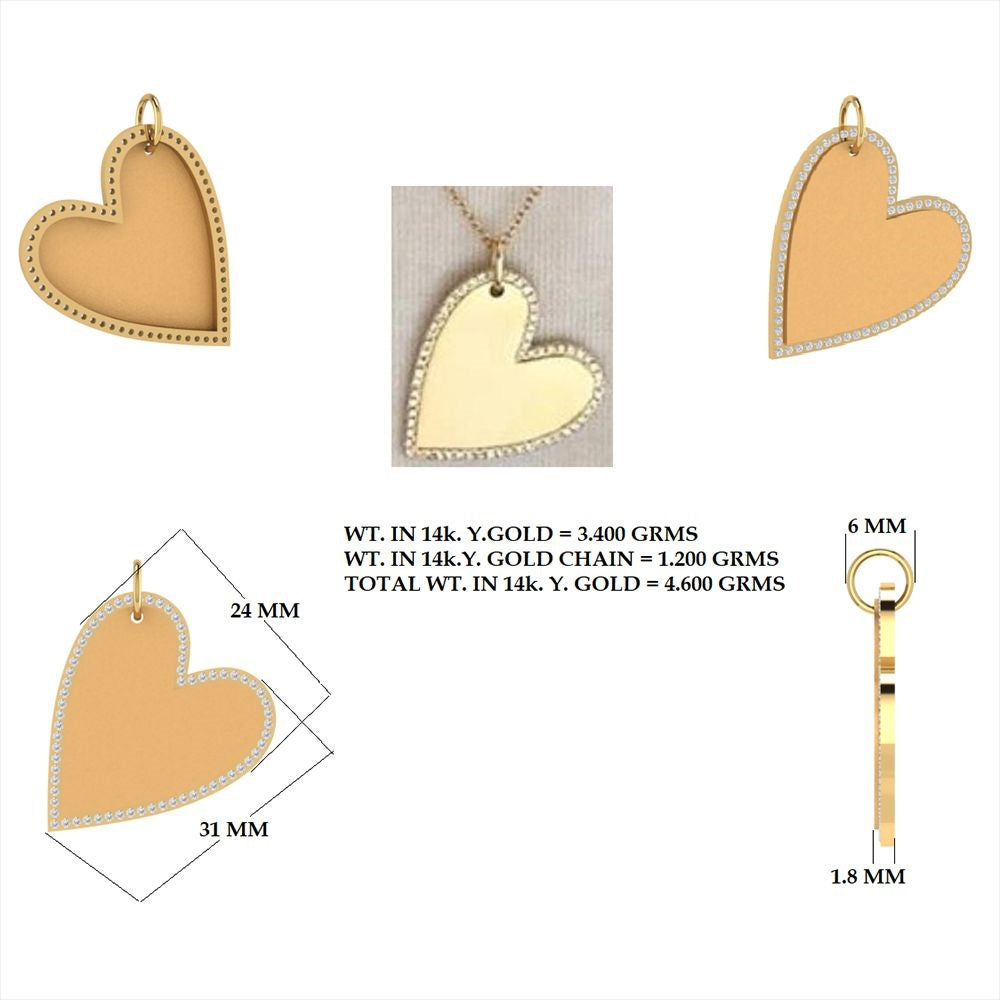 Diamond Heart Pendant White Enamel 21x24mm