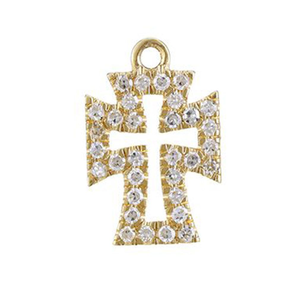 Diamond Studded Cross Charm (8.50x10.80mm)