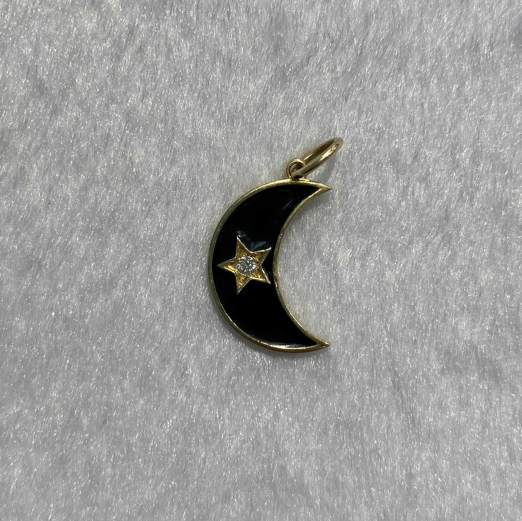 Crescent Moon Turquoise Enamel Pendant