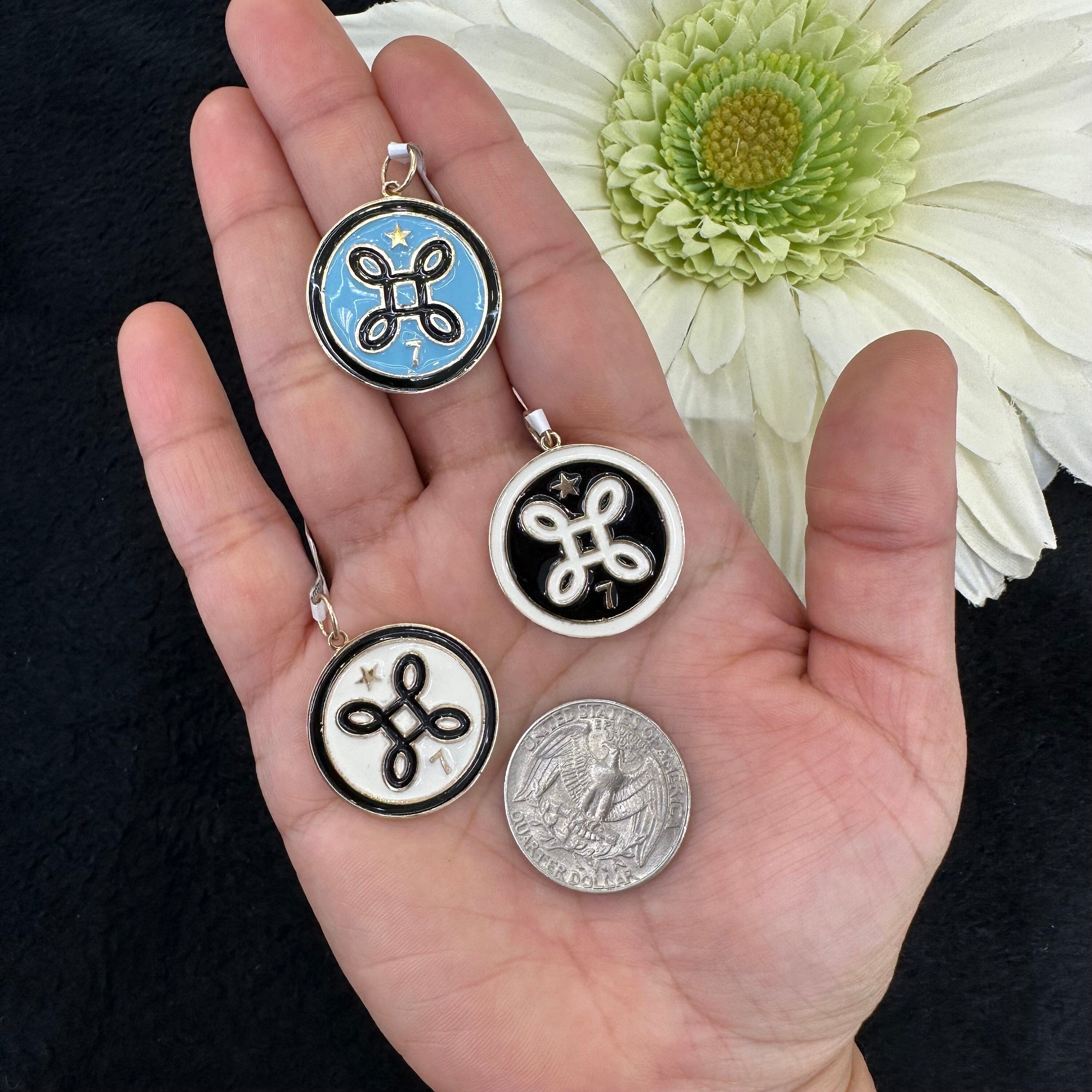 Black and White Enamel Pendant