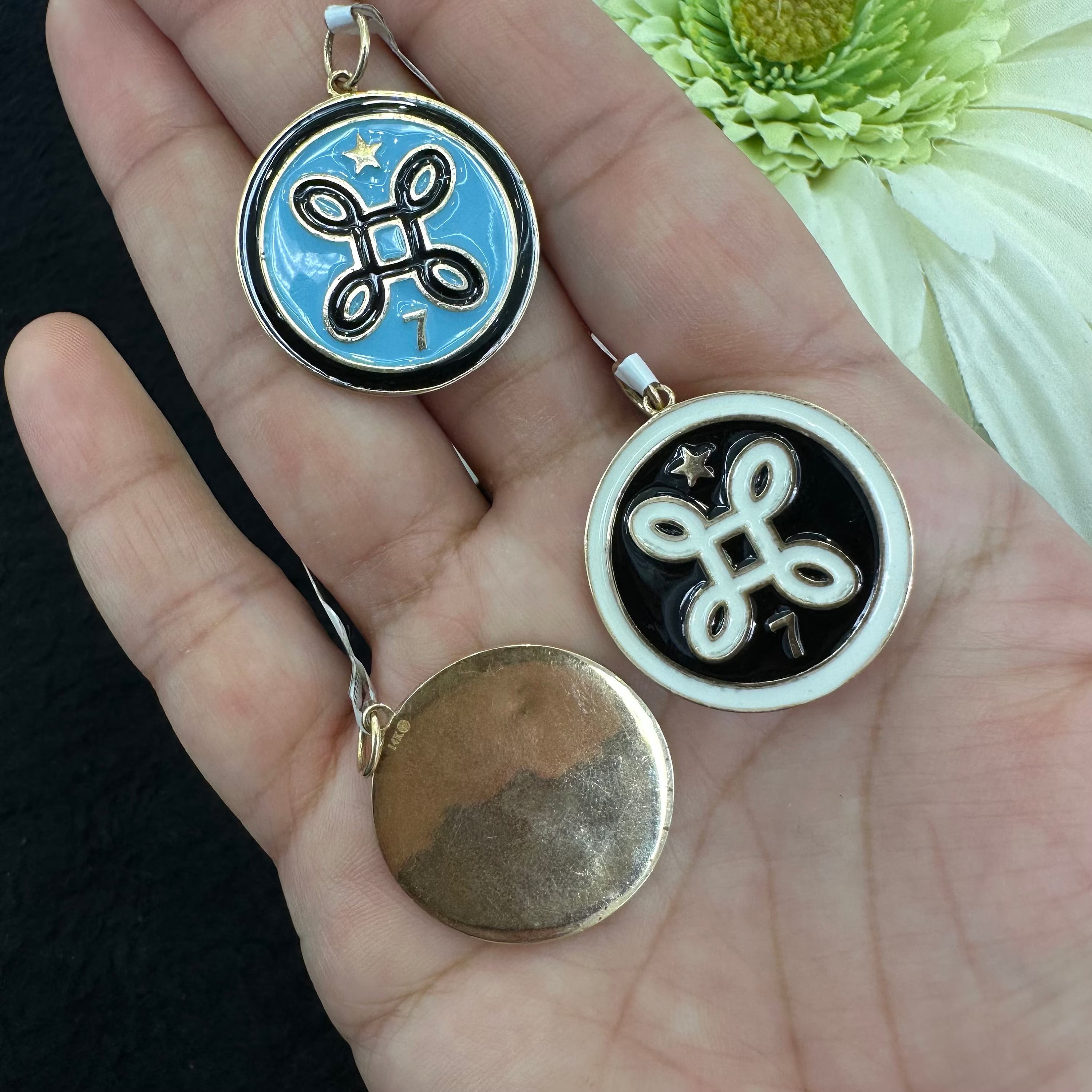 Black and Turquoise Enamel Pendant