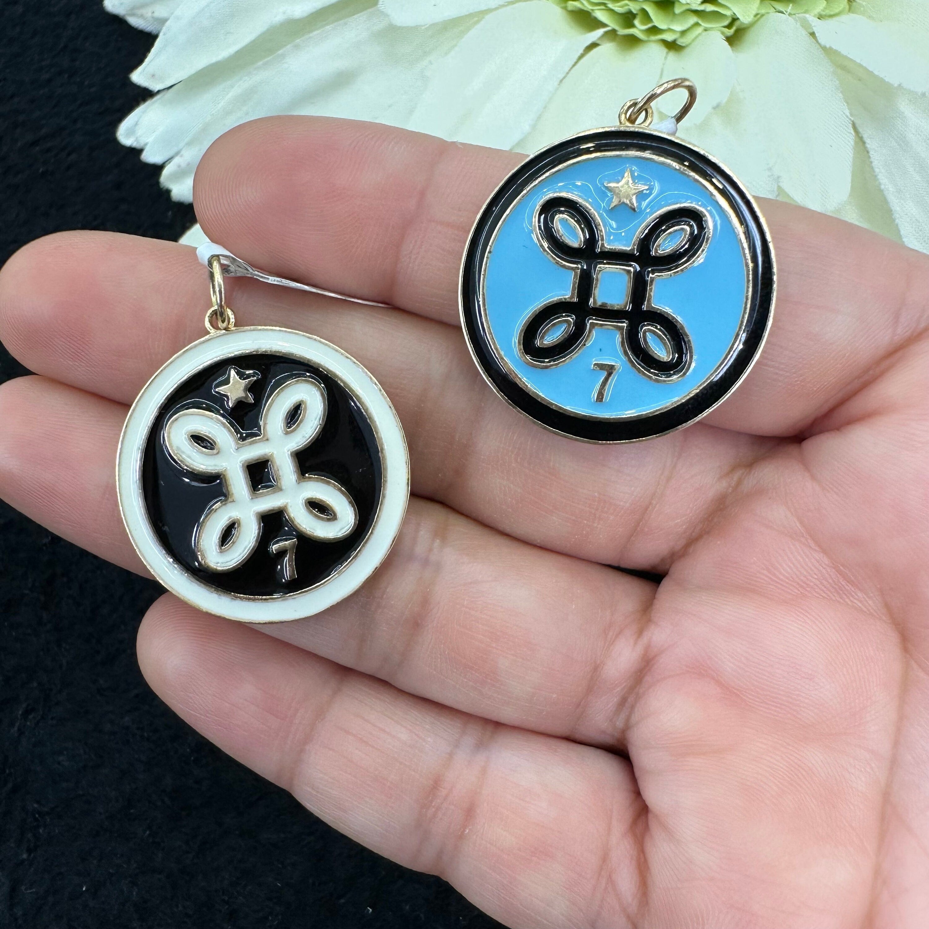 Black and Turquoise Enamel Pendant