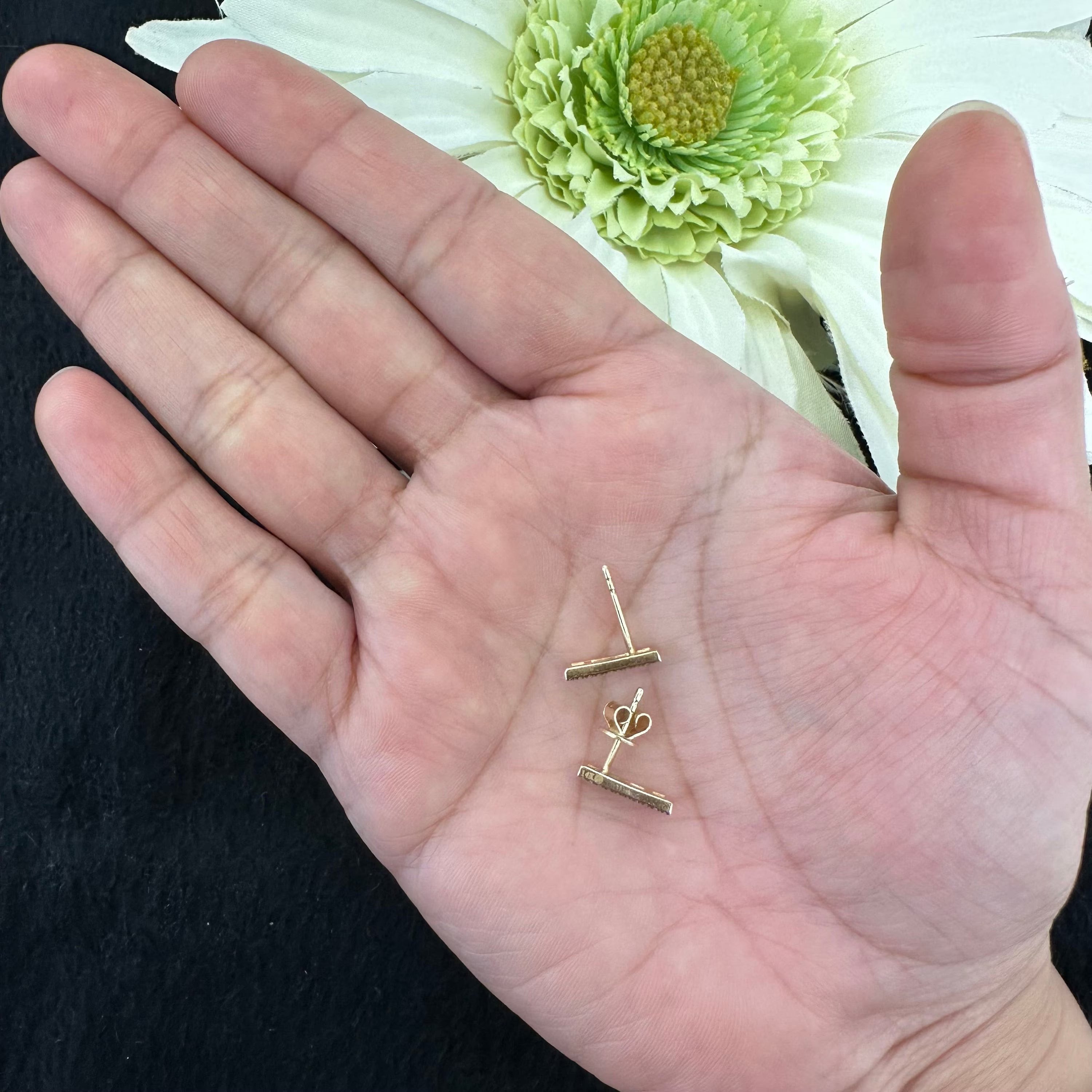 Baguette Diamond Bar Studs