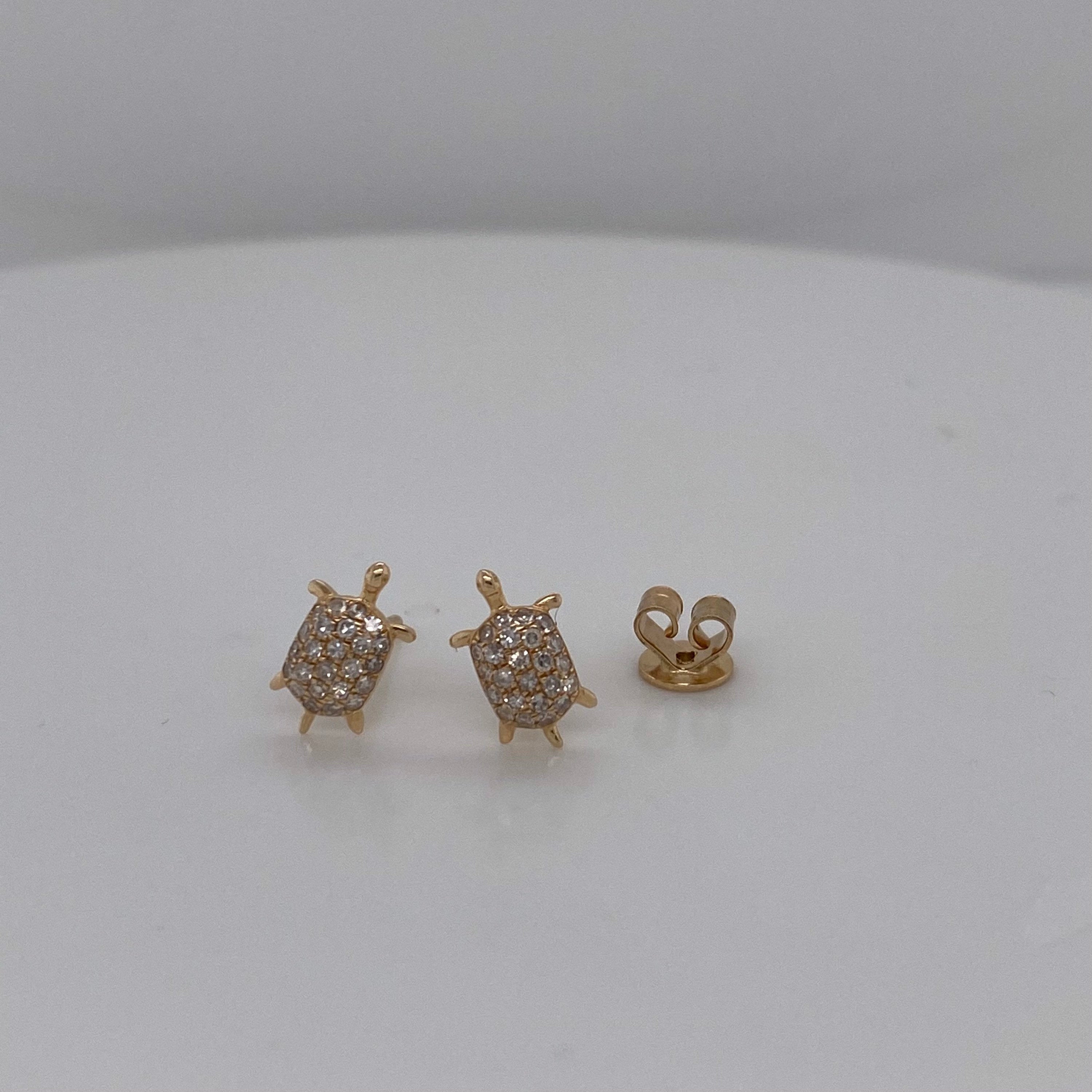Black Shell Diamond Turtle Studs