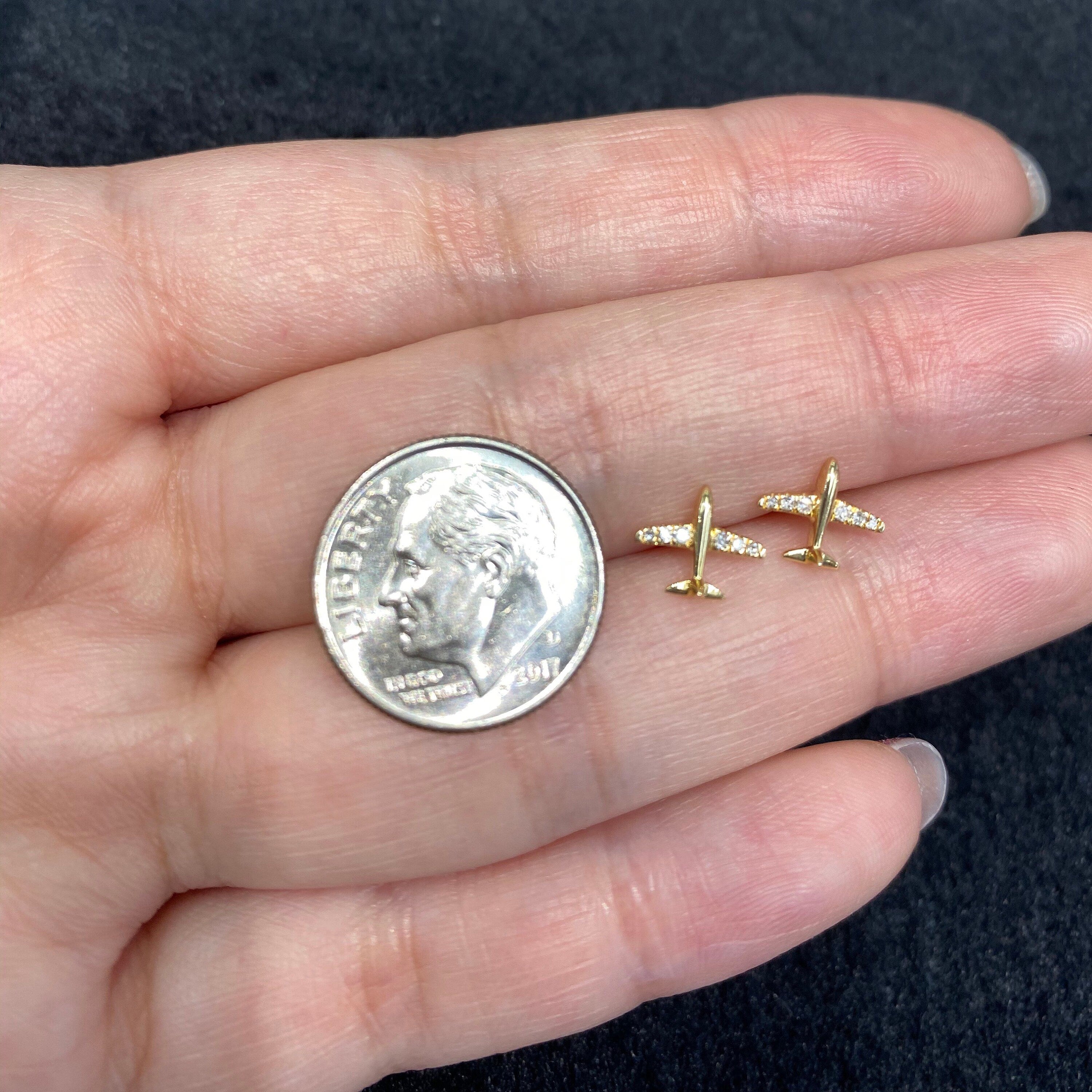 Diamond Airplane Studs