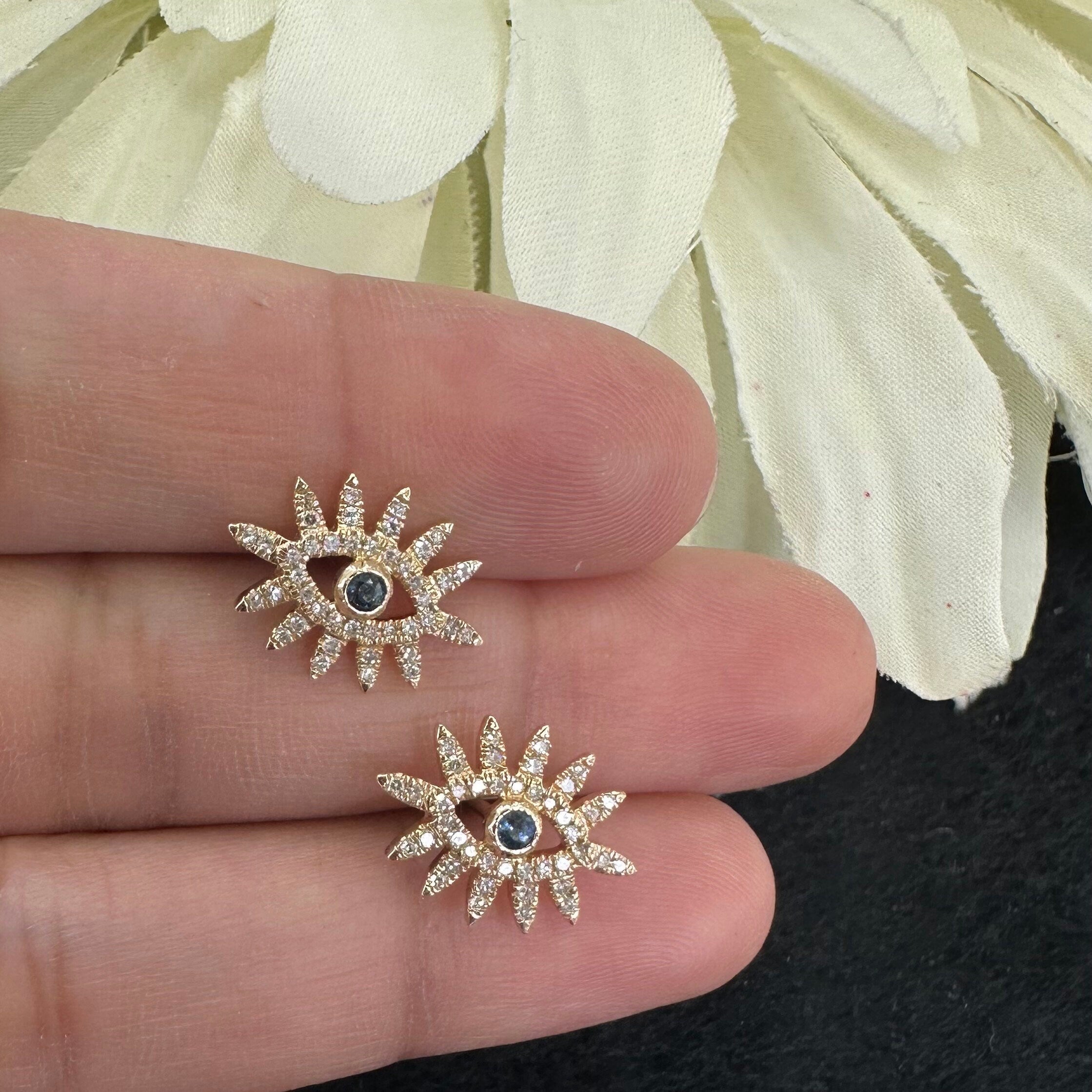 Blue Sapphire Eye Studs
