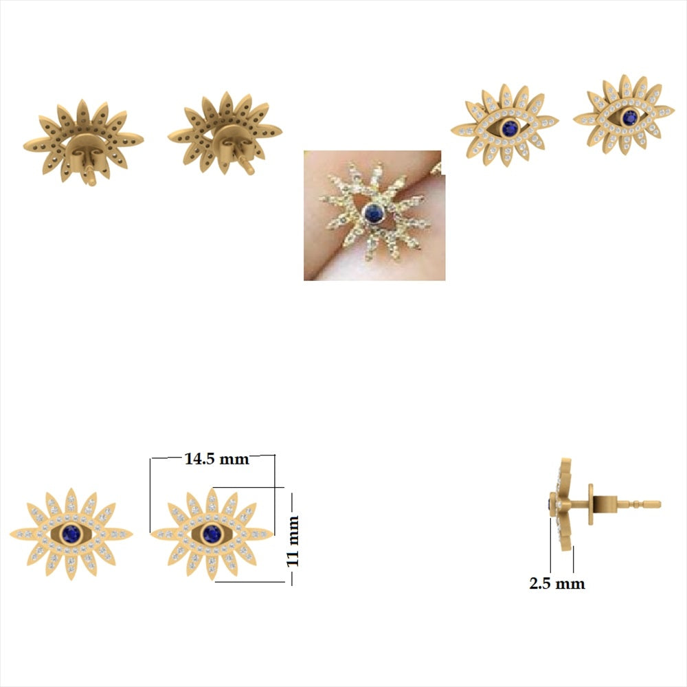 Blue Sapphire Eye Studs