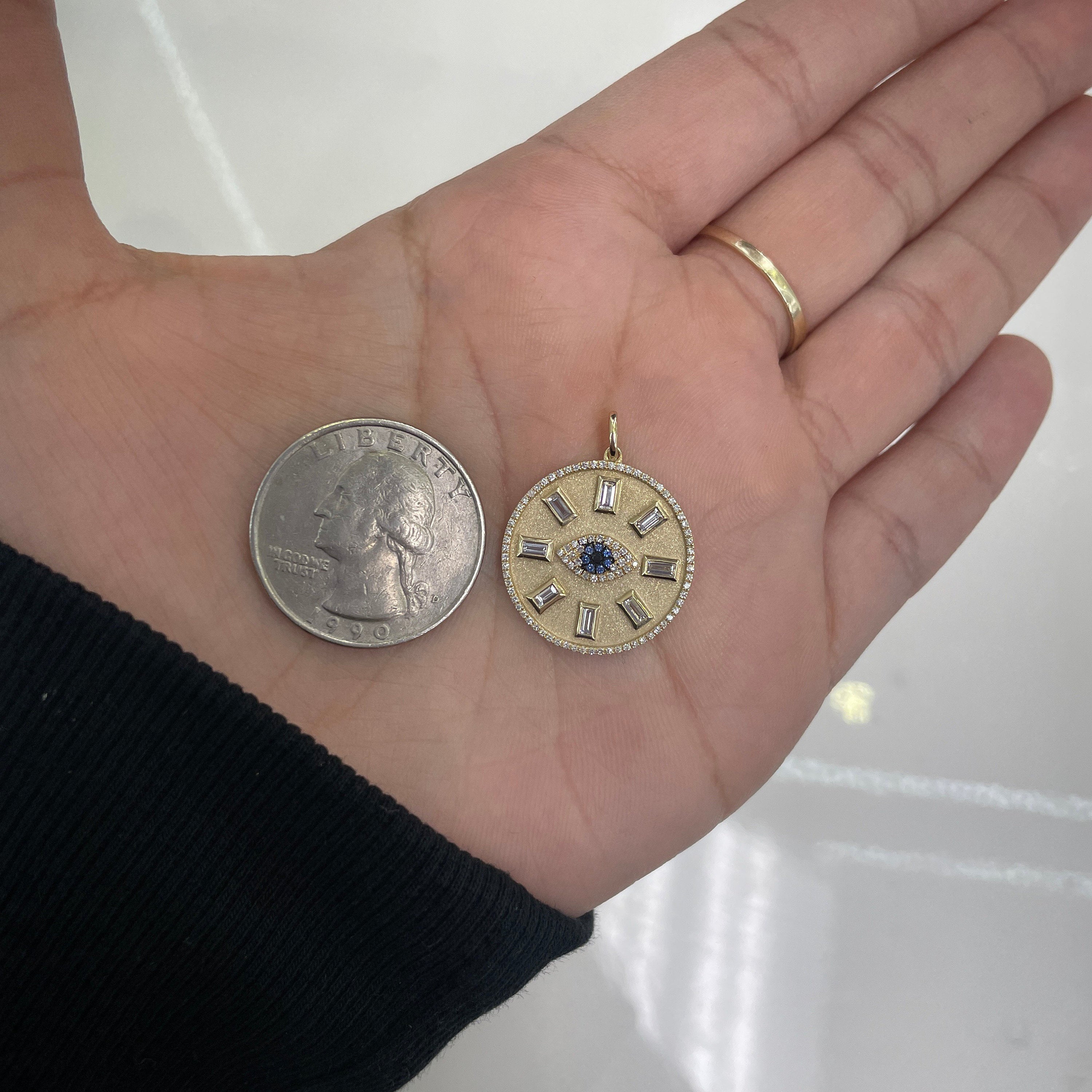 Blue Sapphire Evil Eye Pendant