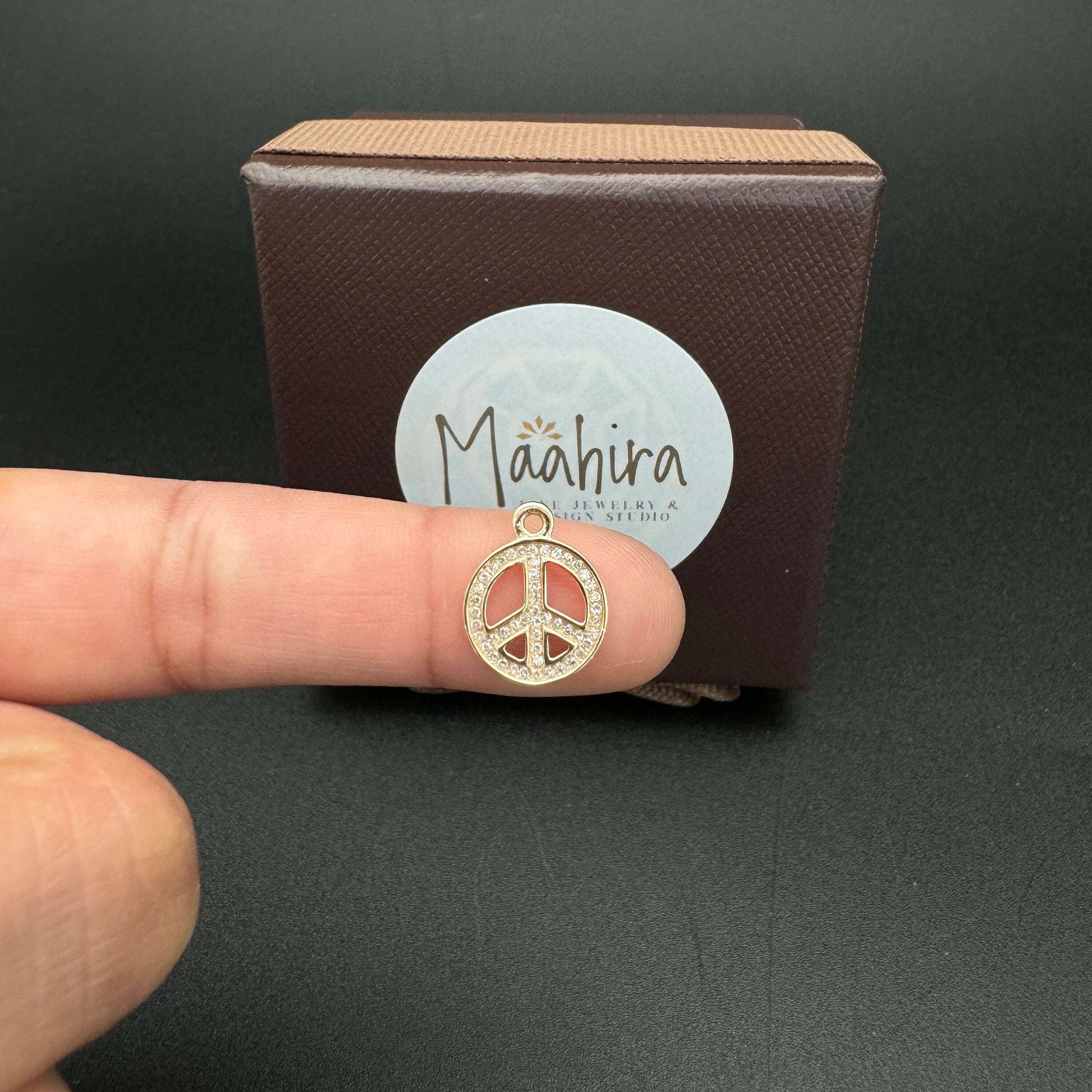 Diamond Peace Symbol Charm 11mm