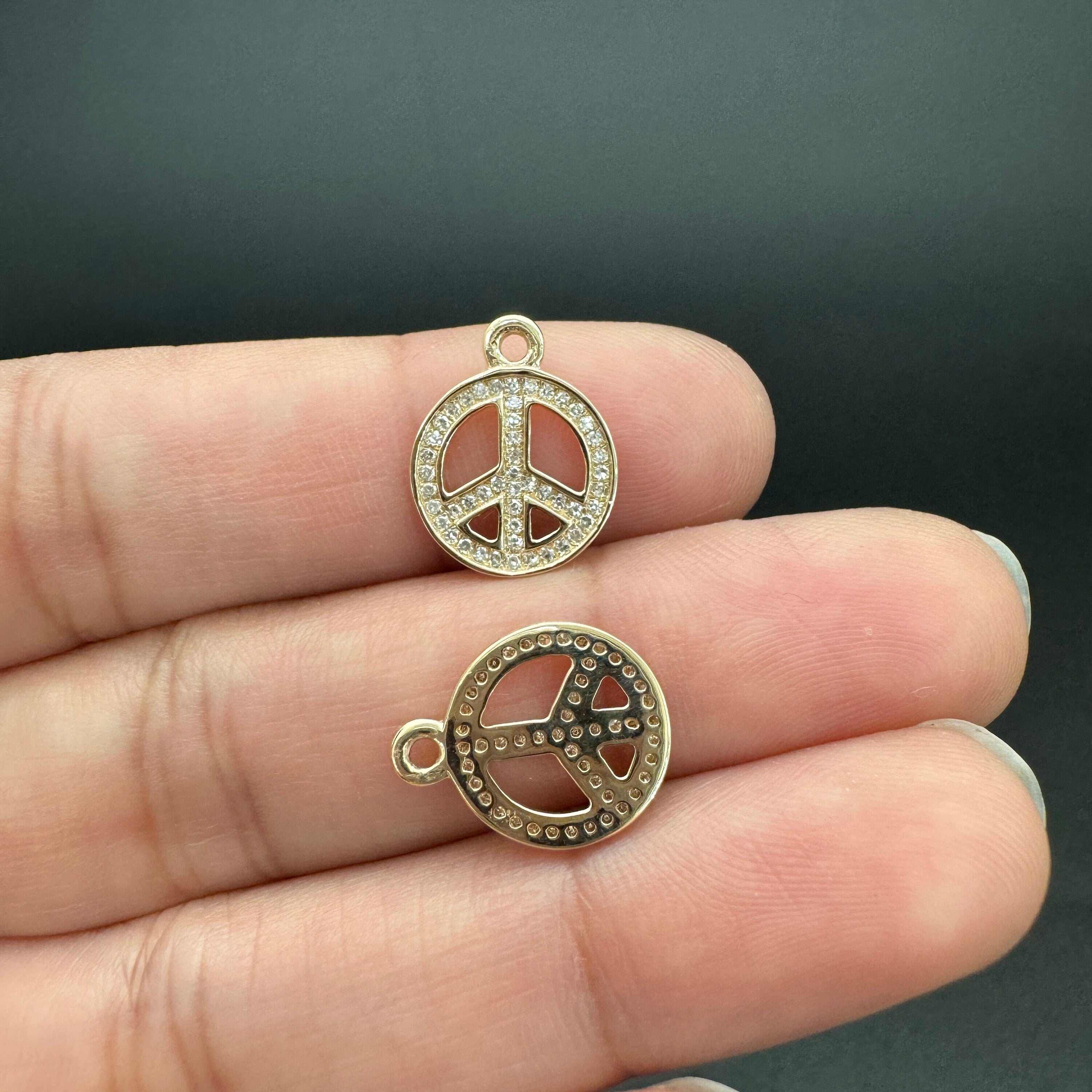 Diamond Peace Symbol Charm 11mm