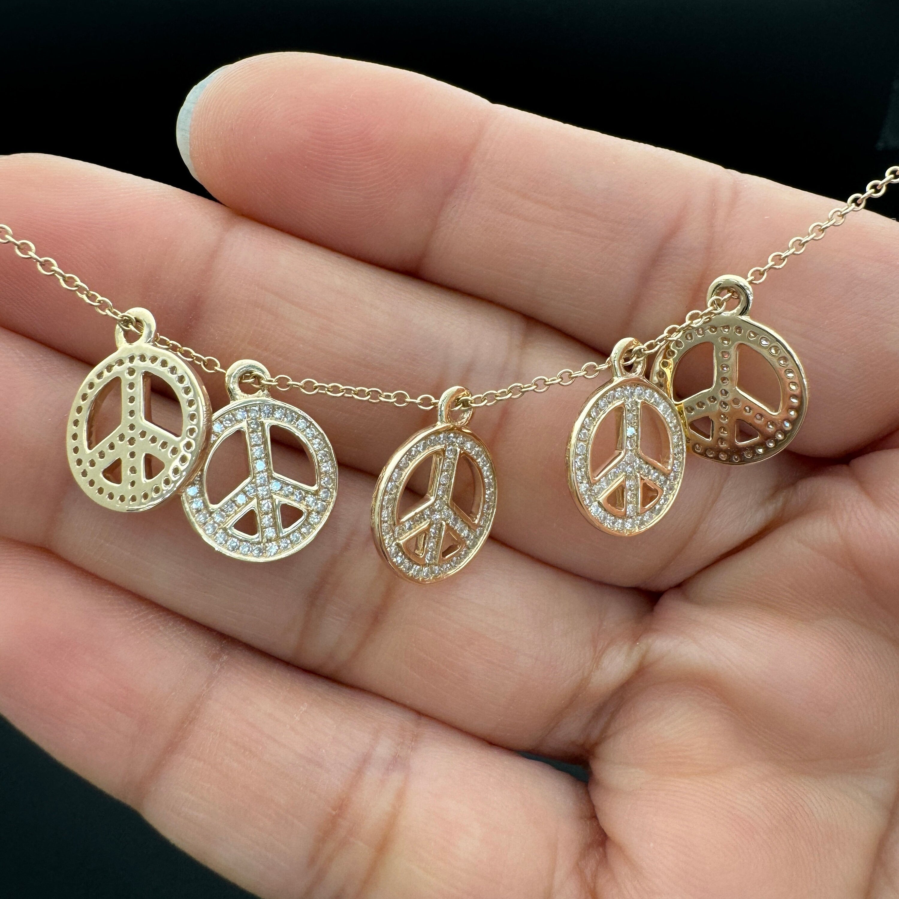 Diamond Peace Symbol Charm 11mm