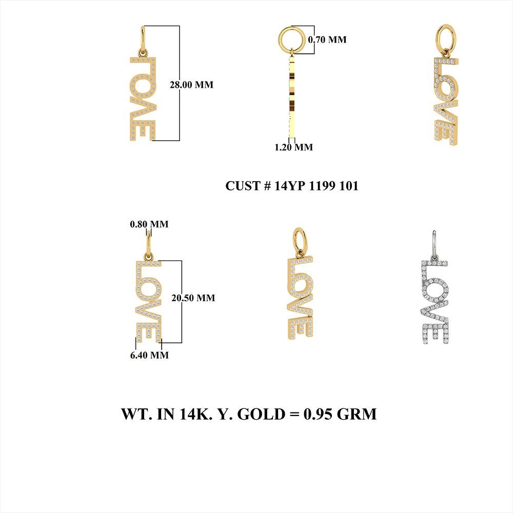 Diamond LOVE Pendant 20.50 x6.40mm