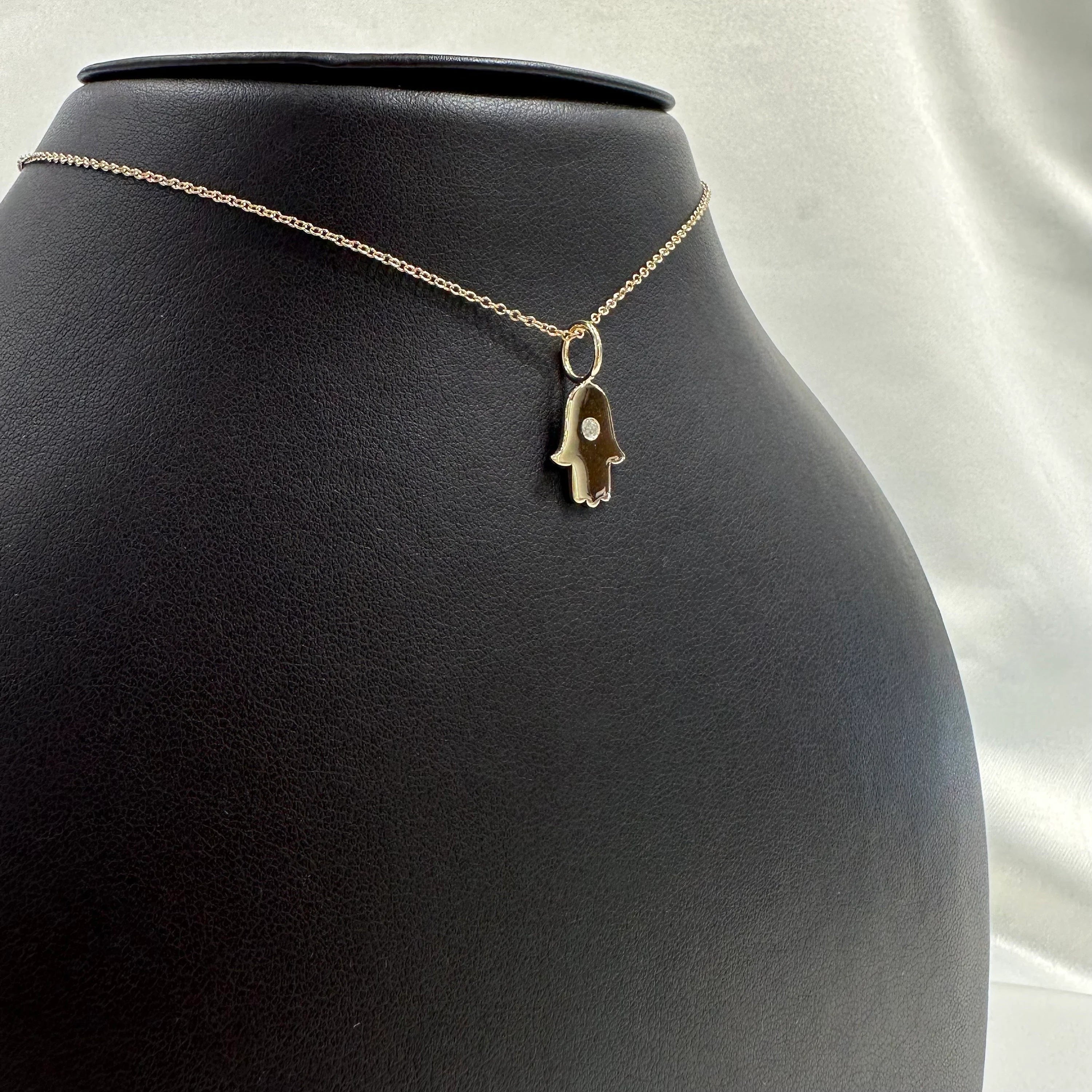 Diamond Hamsa Charm 13.20x10.50mm