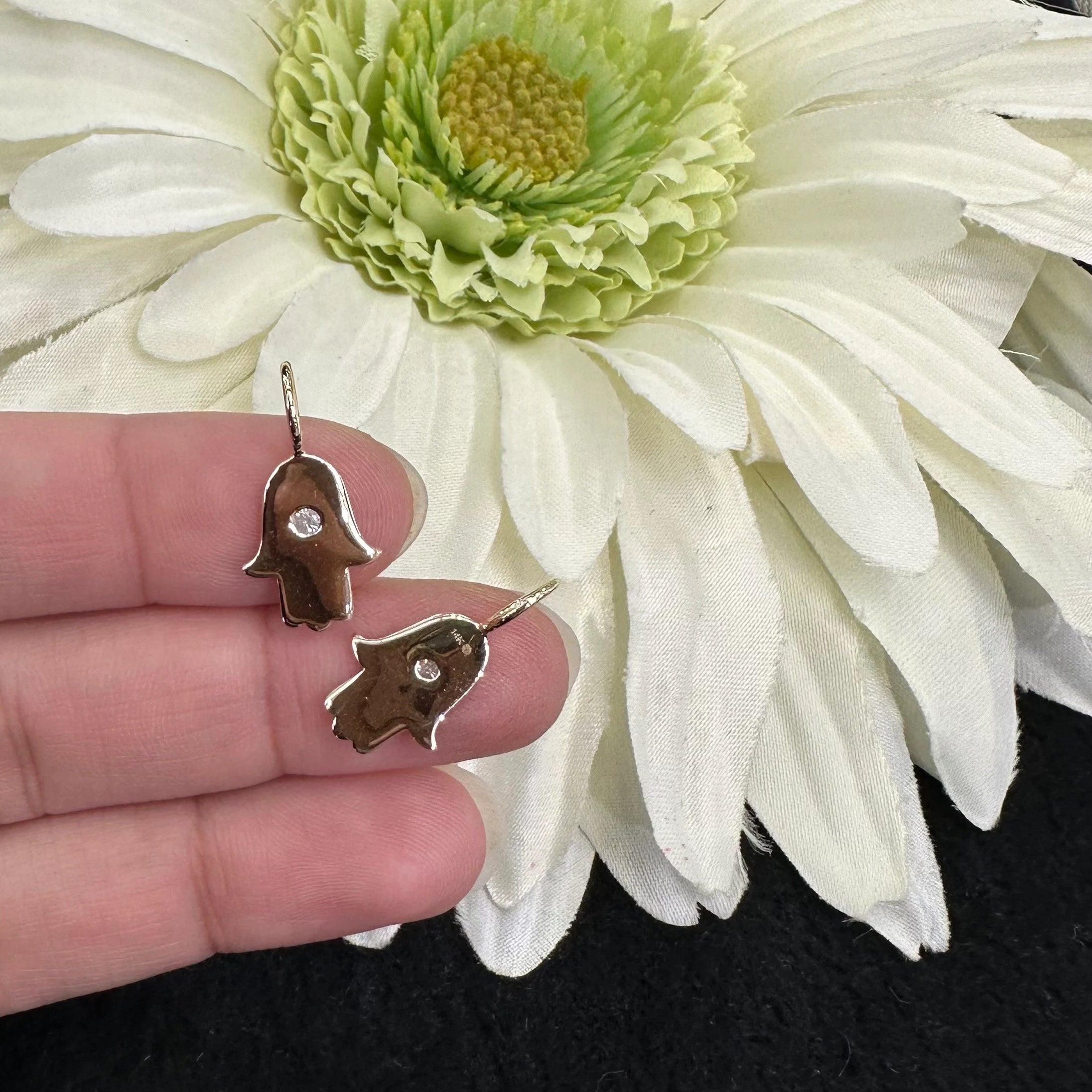 Diamond Hamsa Charm 13.20x10.50mm