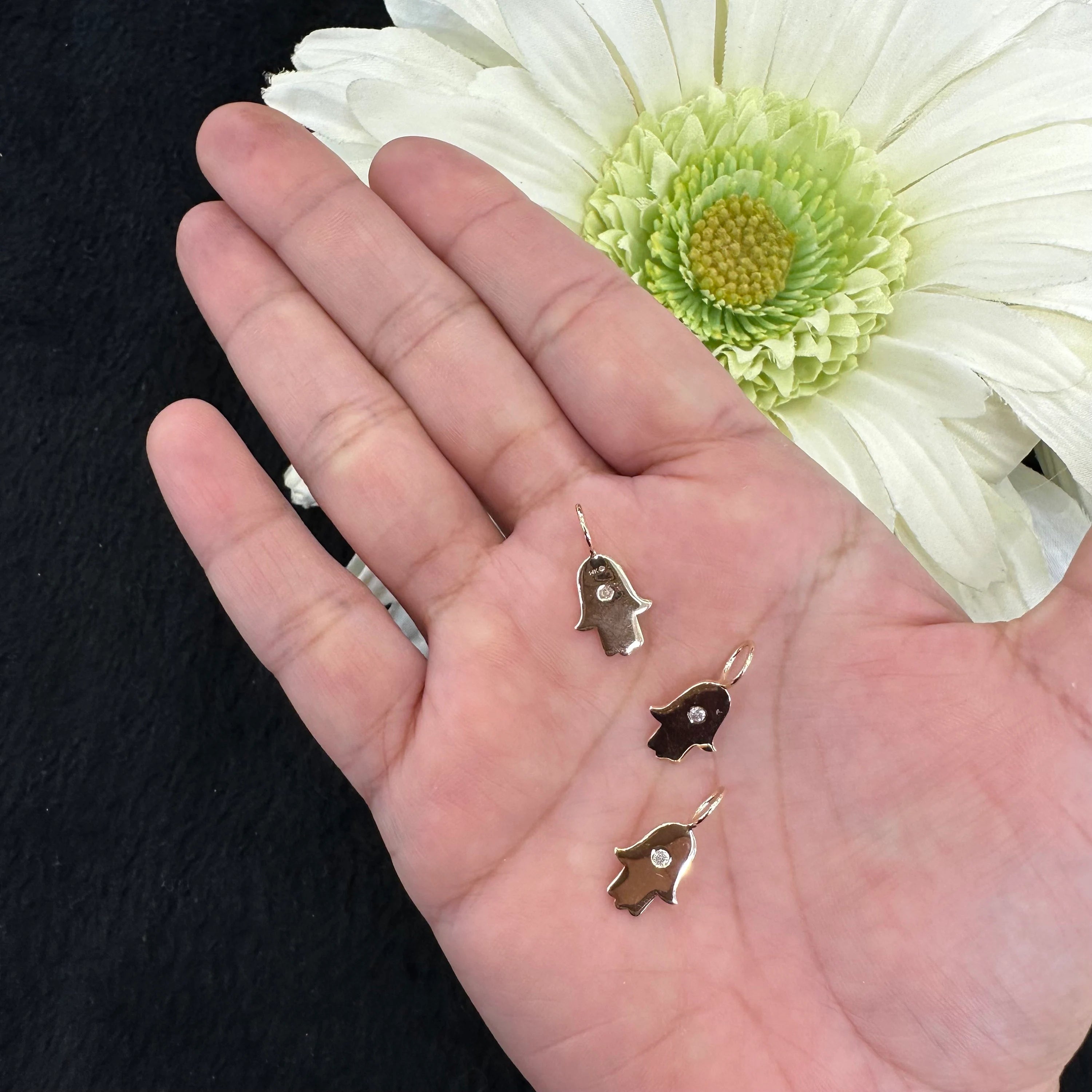 Diamond Hamsa Charm 13.20x10.50mm