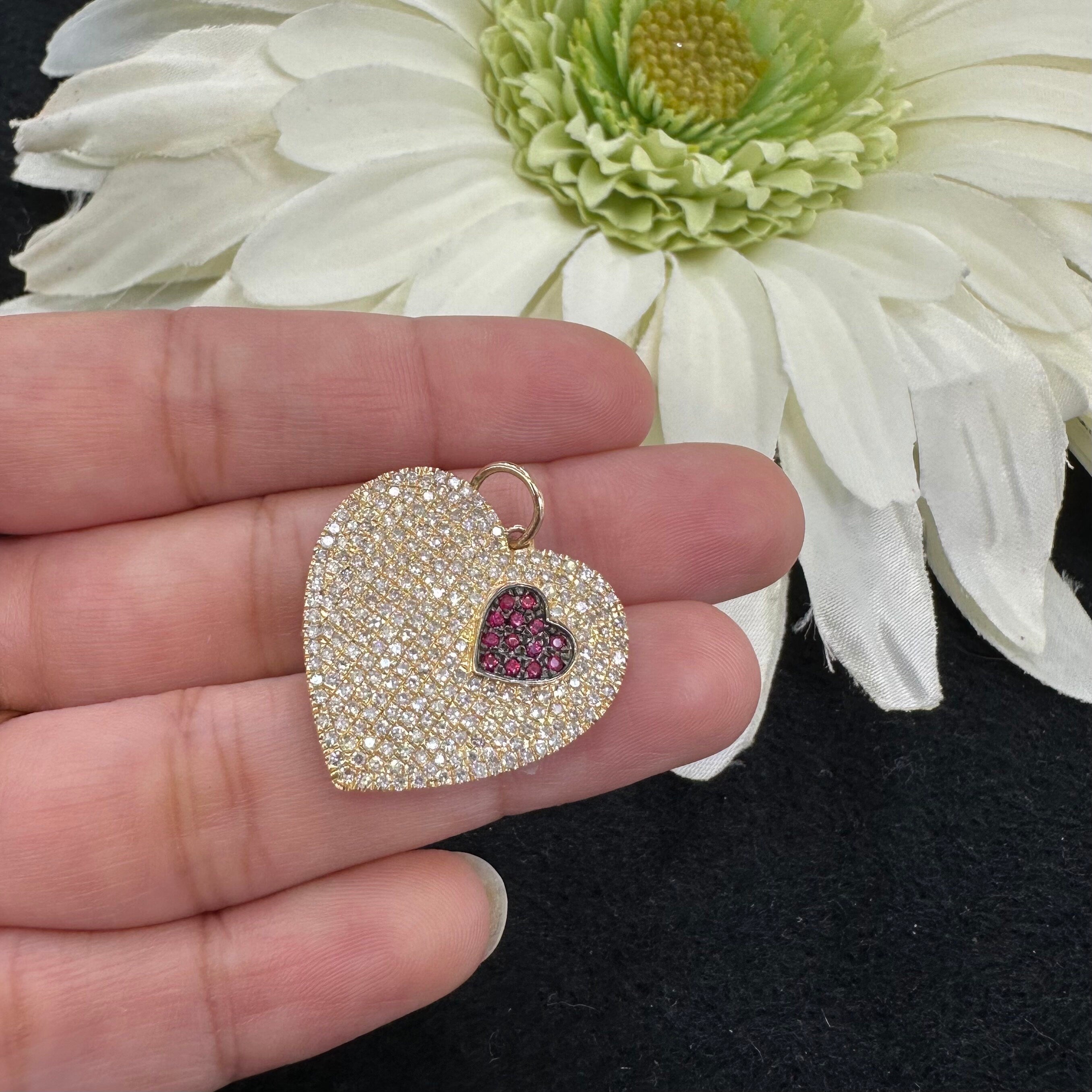 Blue Sapphire Heart in Heart Pendant