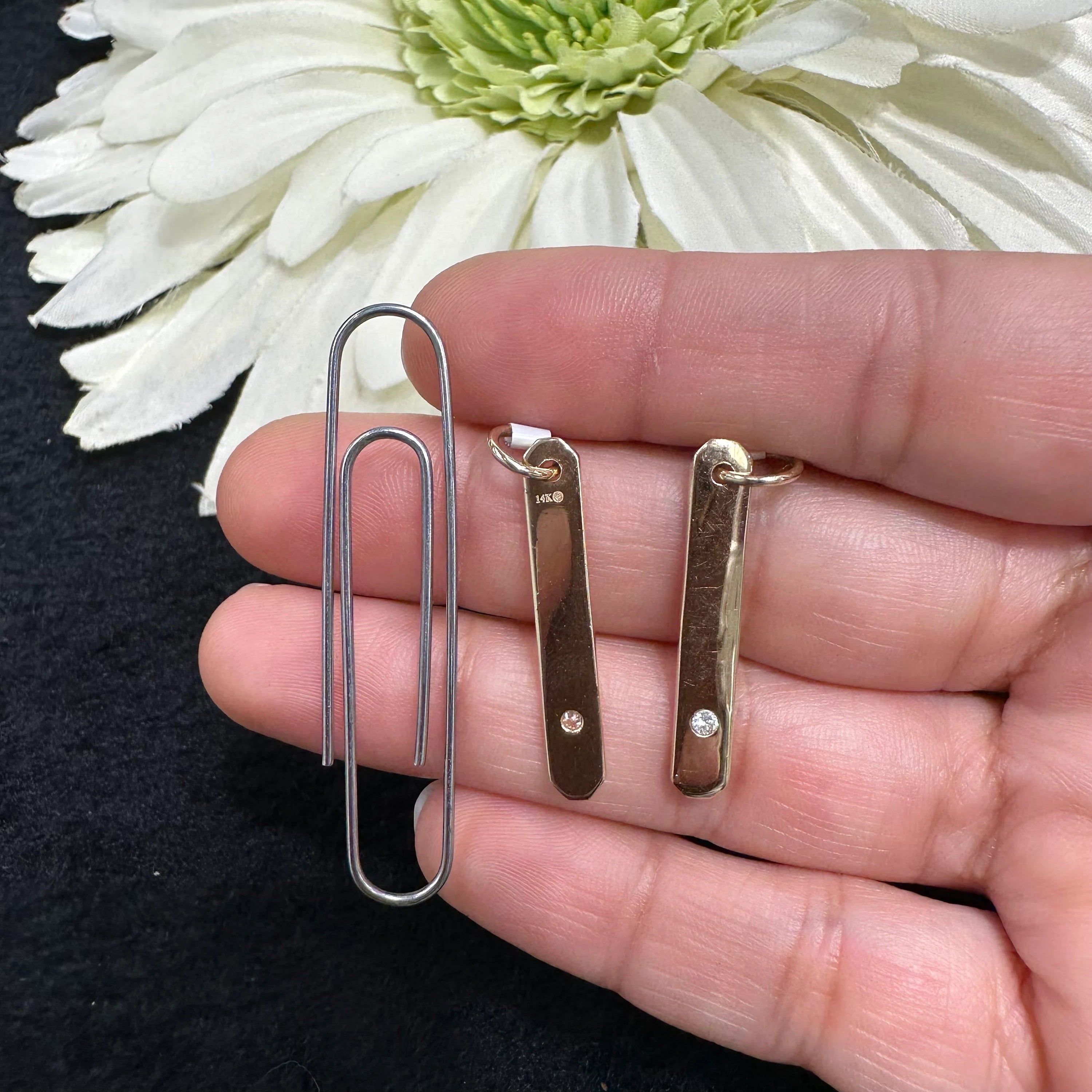 Diamond Solid Gold Bar Pendant (5x28mm)