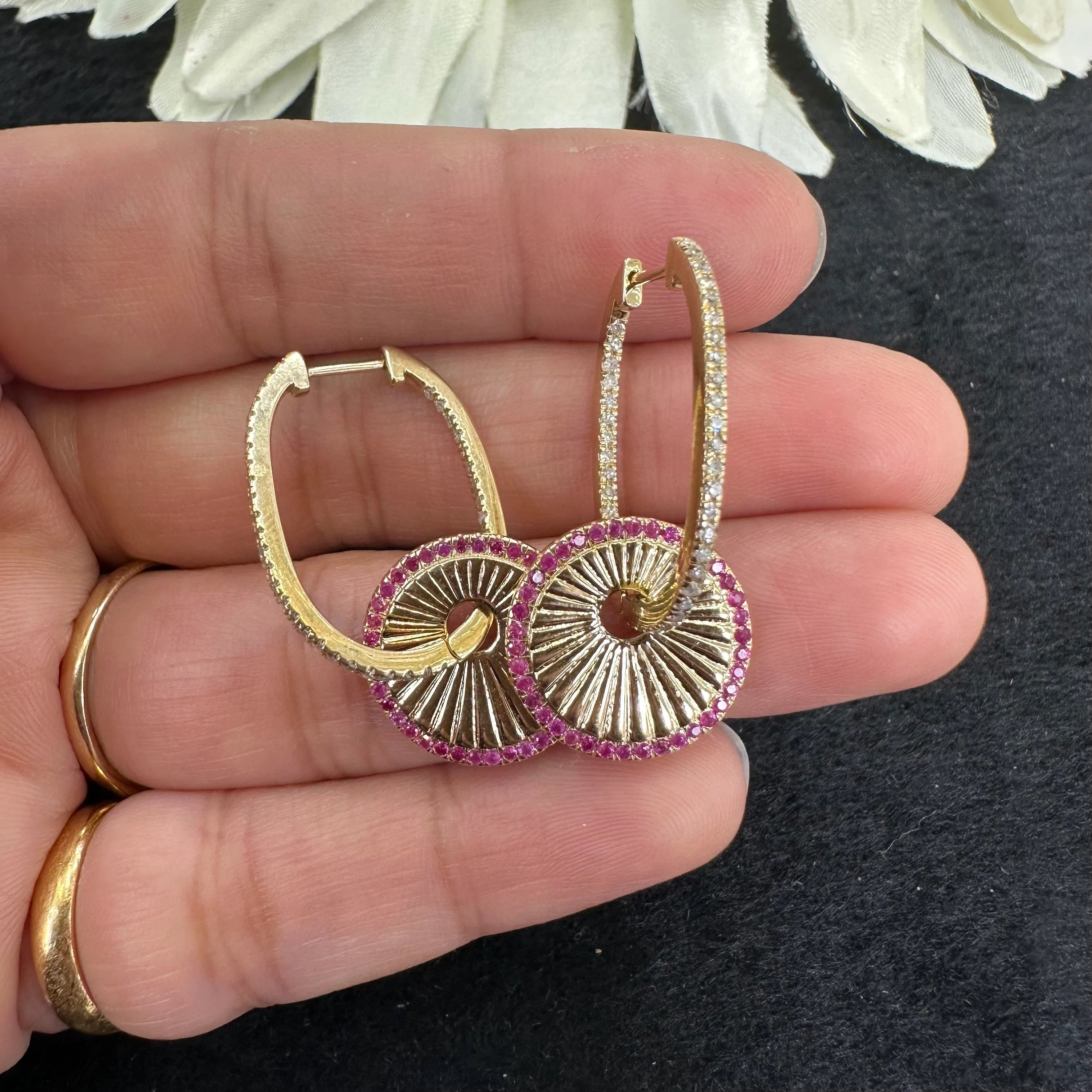 Blue Sapphire Disk Hoops Earring