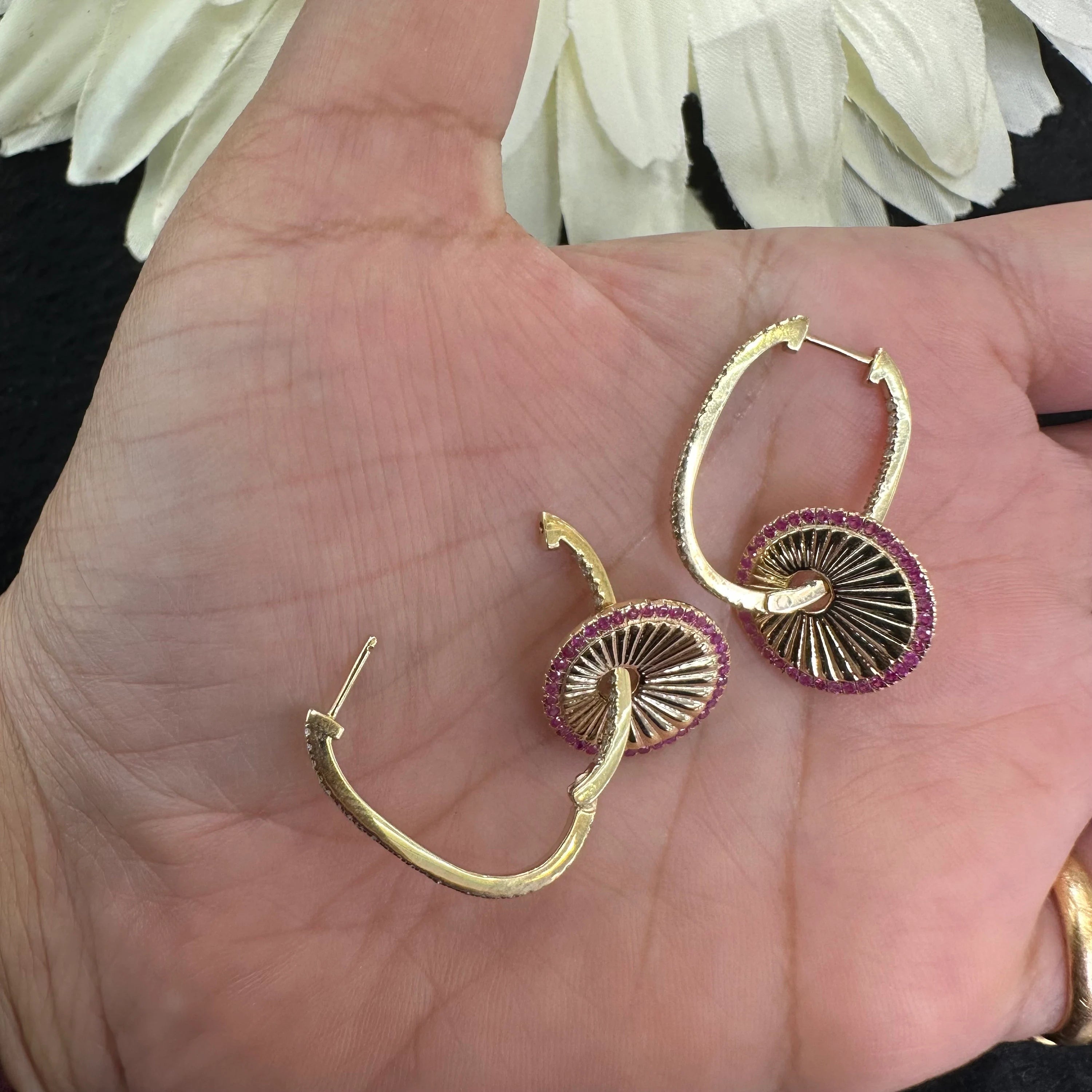Blue Sapphire Disk Hoops Earring