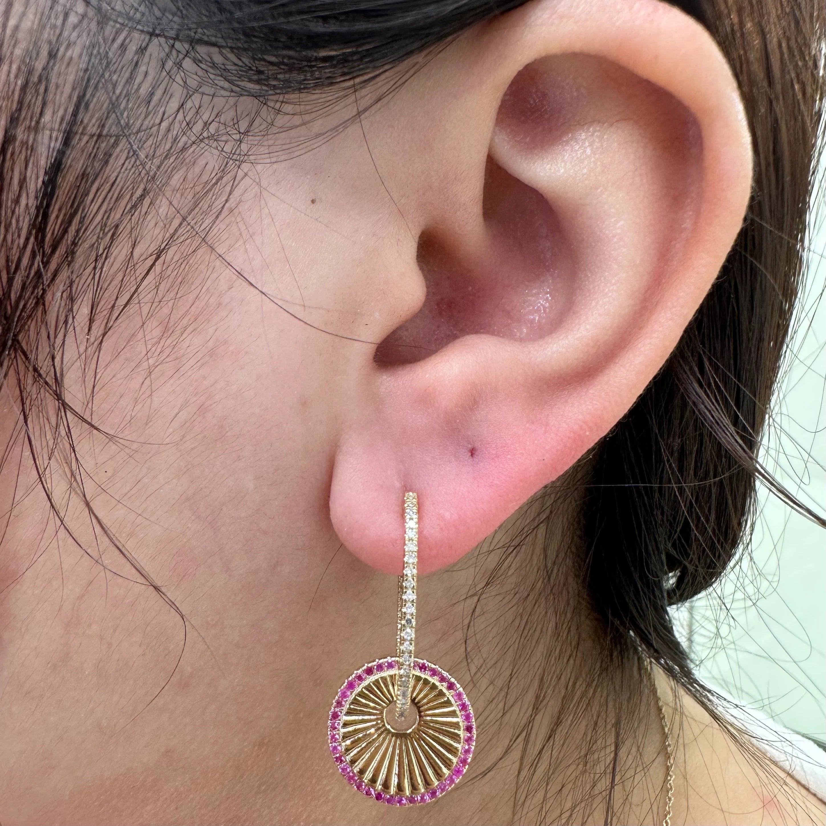 Blue Sapphire Disk Hoops Earring