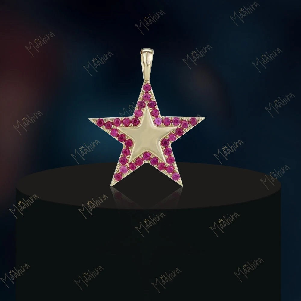 Pink Sapphire Star Pendant
