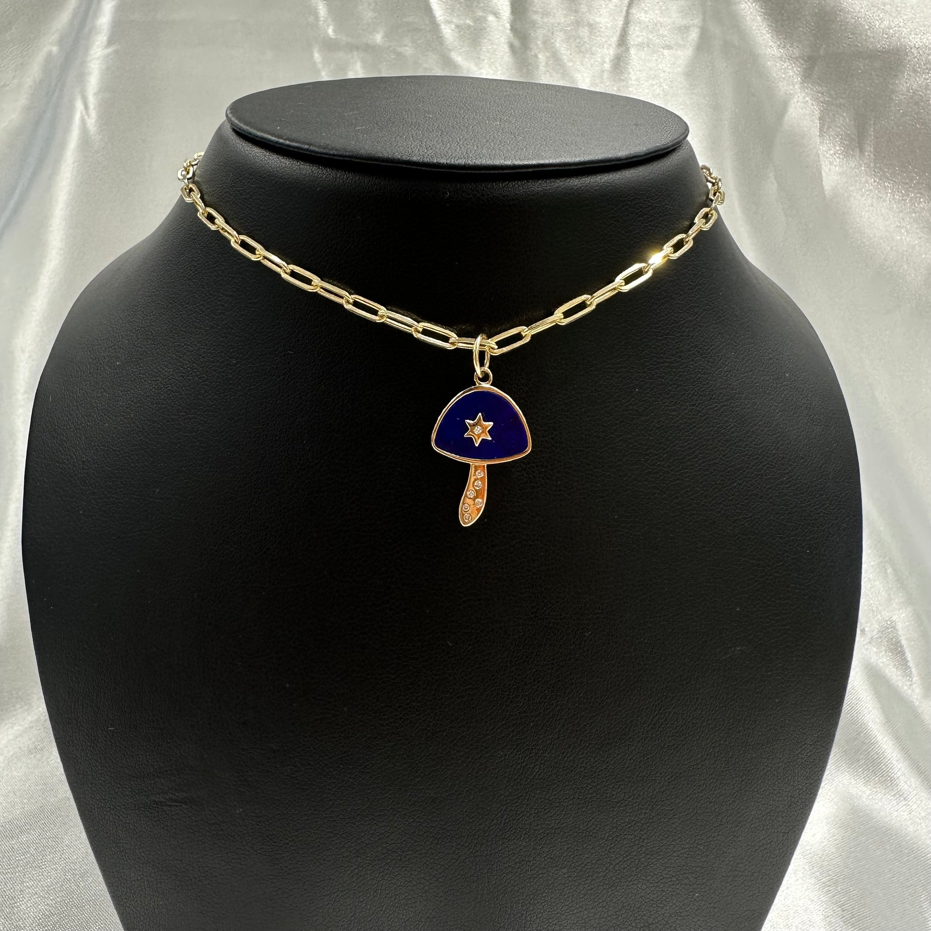Diamond & Mother Of Pearl Mushroom Pendant 14x20mm