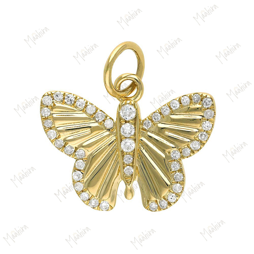 Diamond Butterfly Pendant 13x19mm