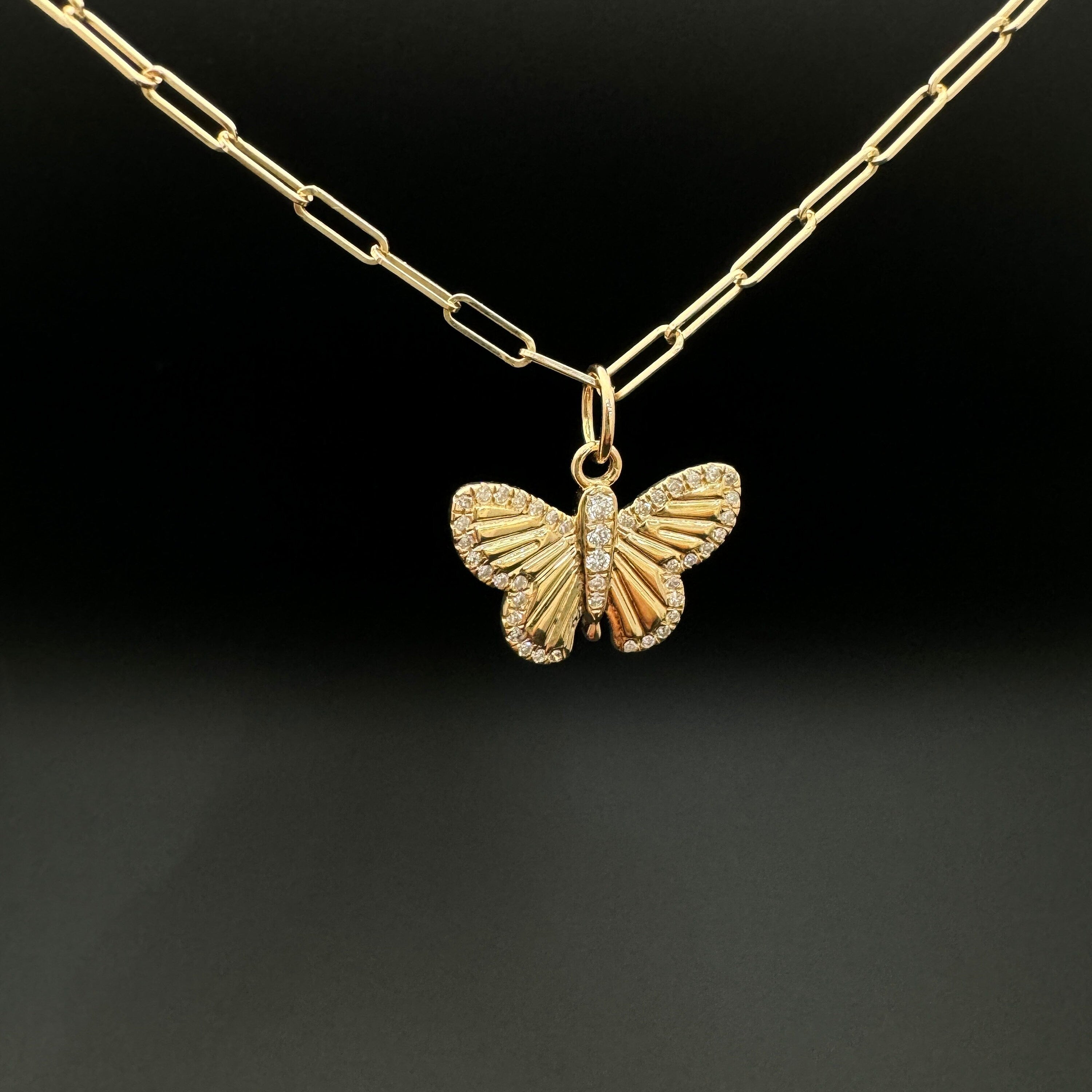 Diamond Butterfly Pendant 13x19mm