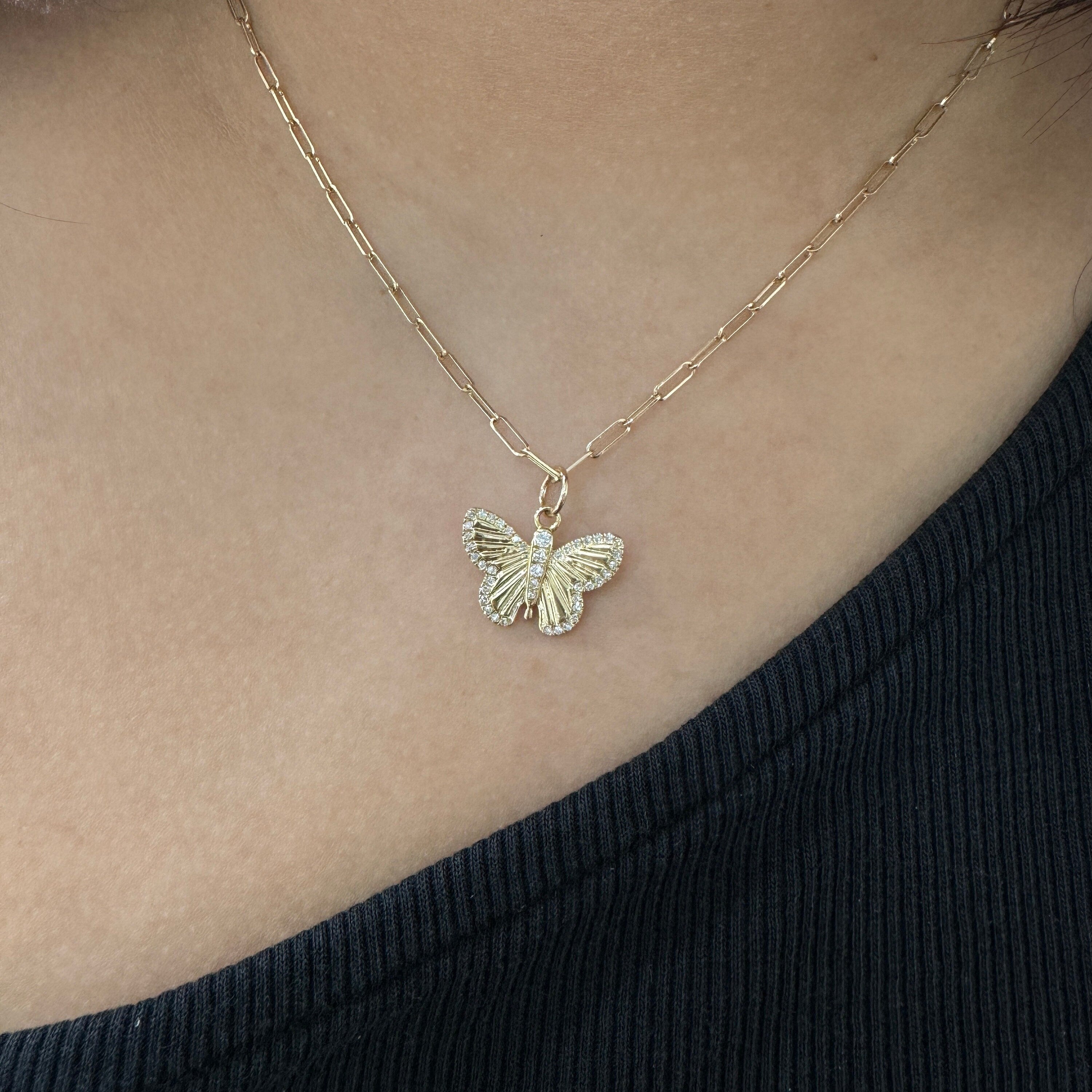 Diamond Butterfly Pendant 13x19mm