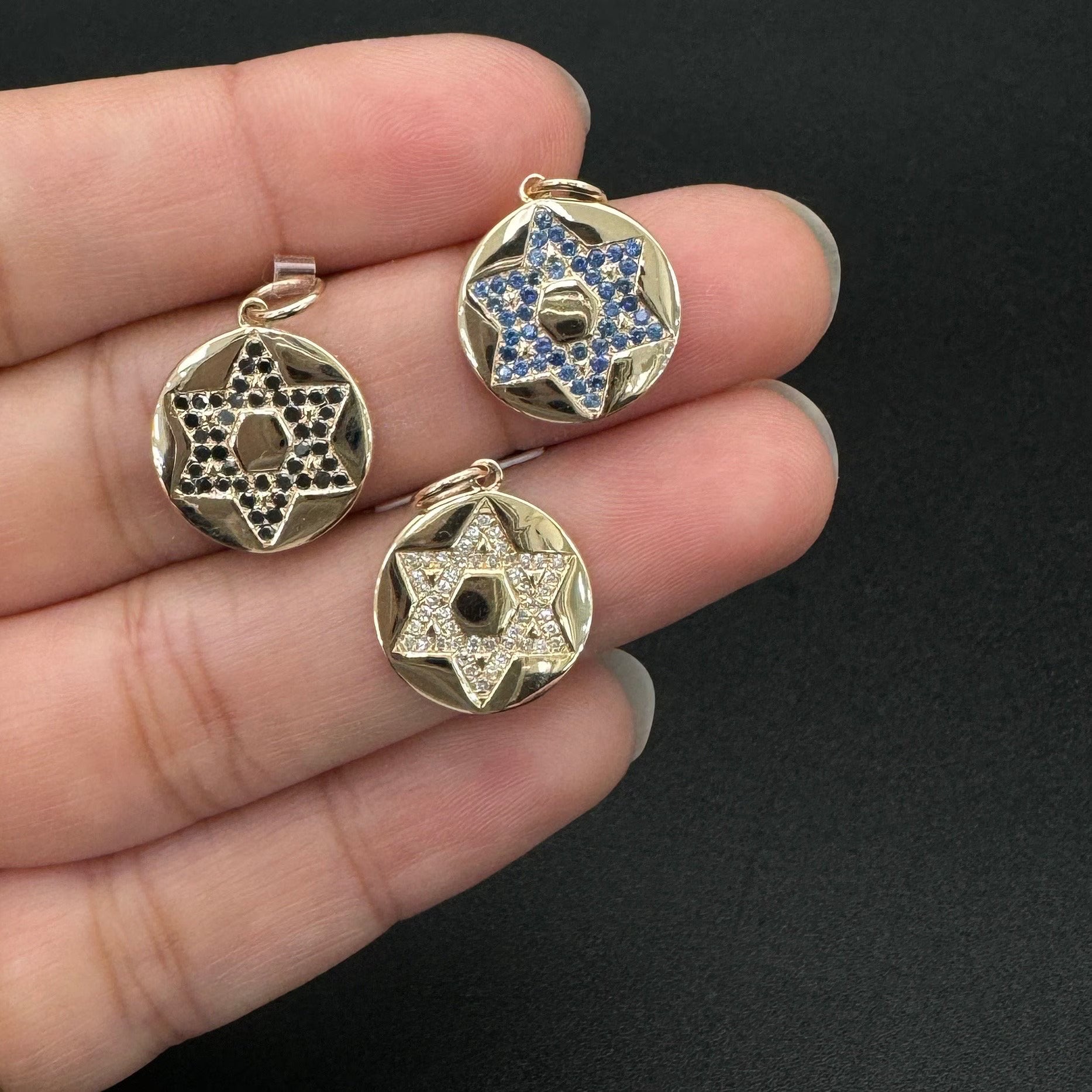 Black Diamond Star of David Charm 13mm