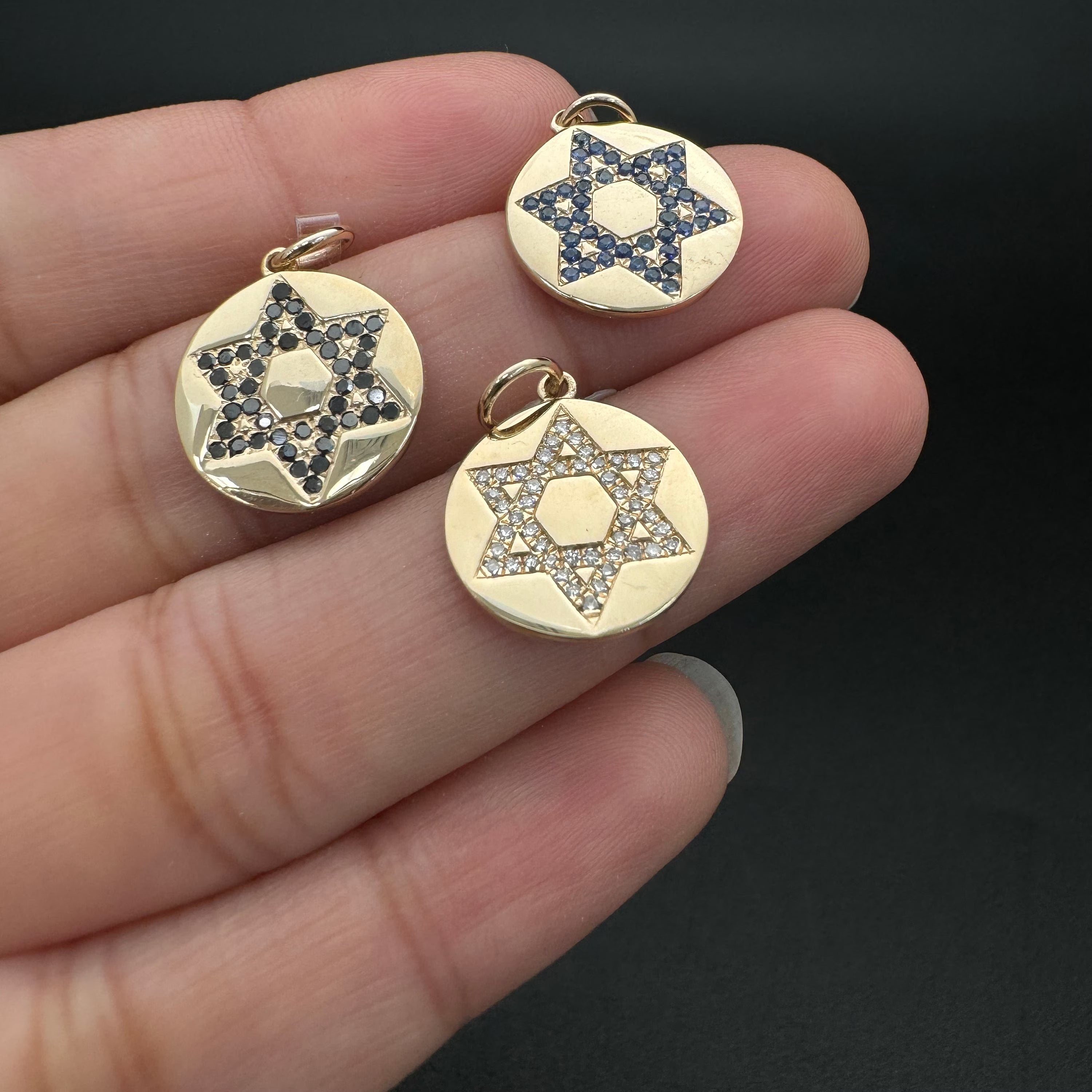 Black Diamond Star of David Charm 13mm