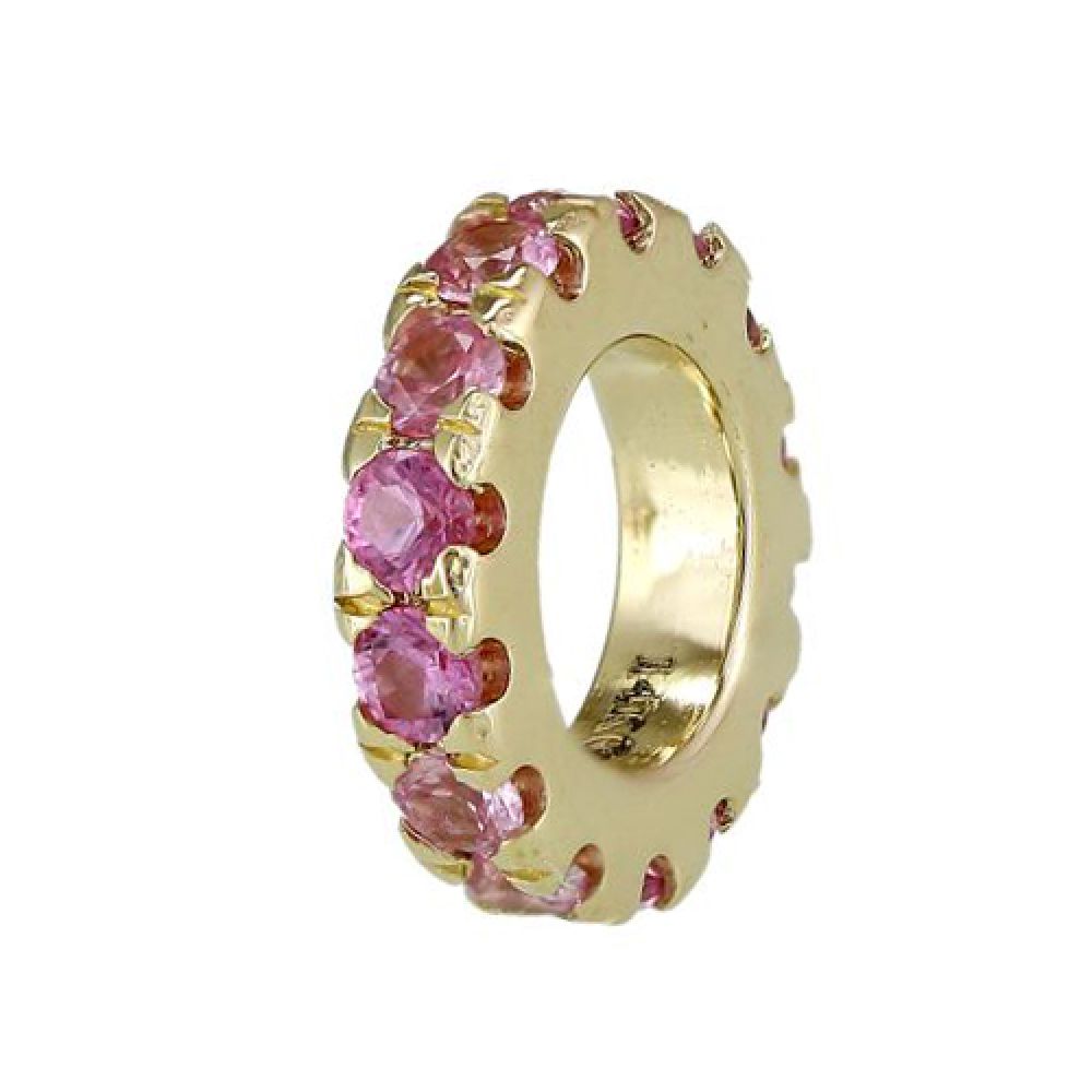 Roundel Spacer Bead Charm with Gemstone