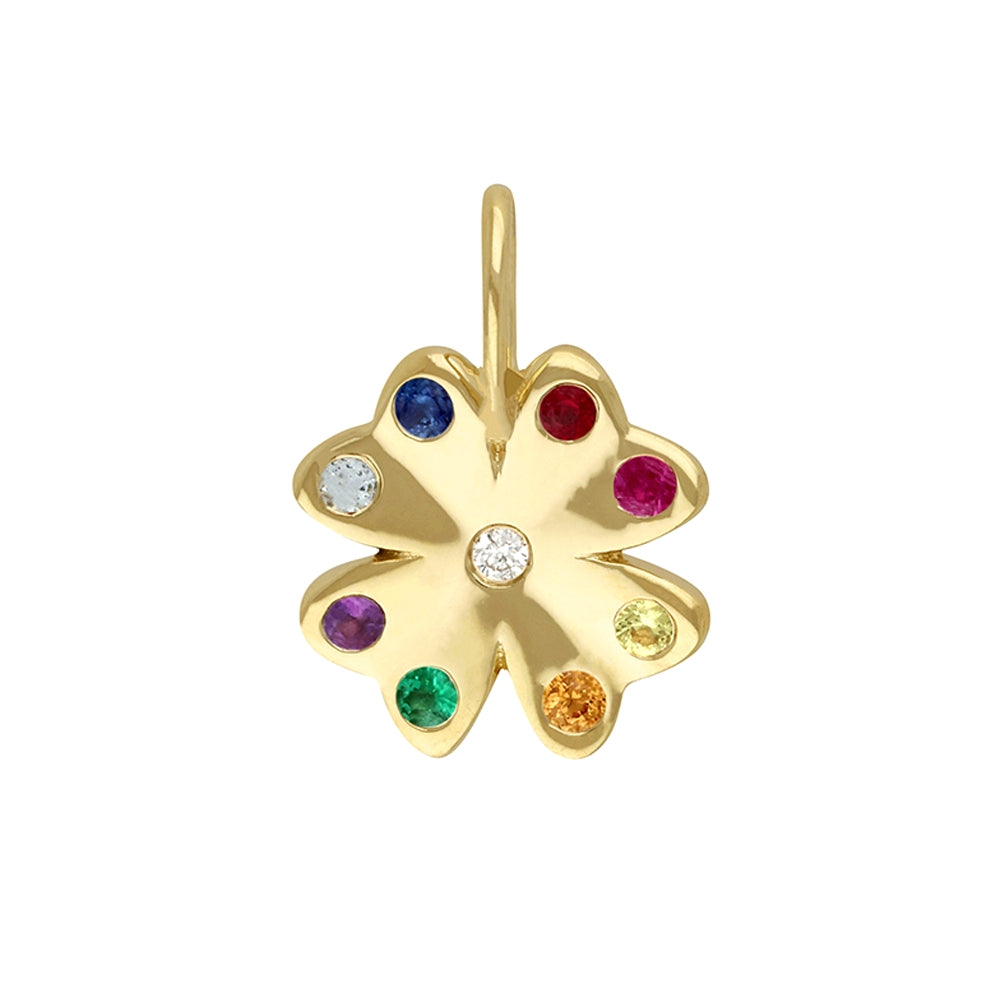 Diamond Multicolor Sapphire Clover Charm