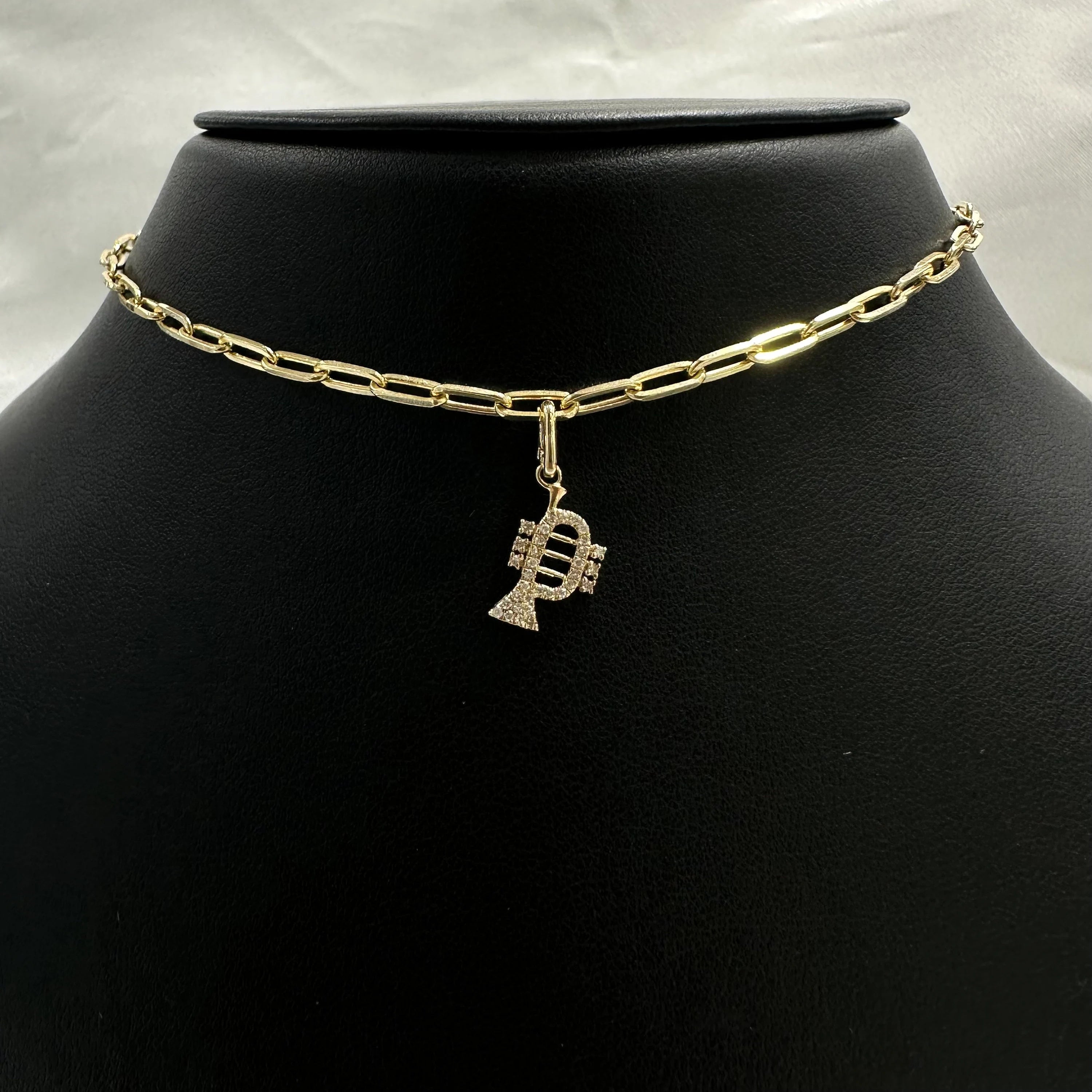 Diamond Trumpet Charm With Clasp 4x11mm