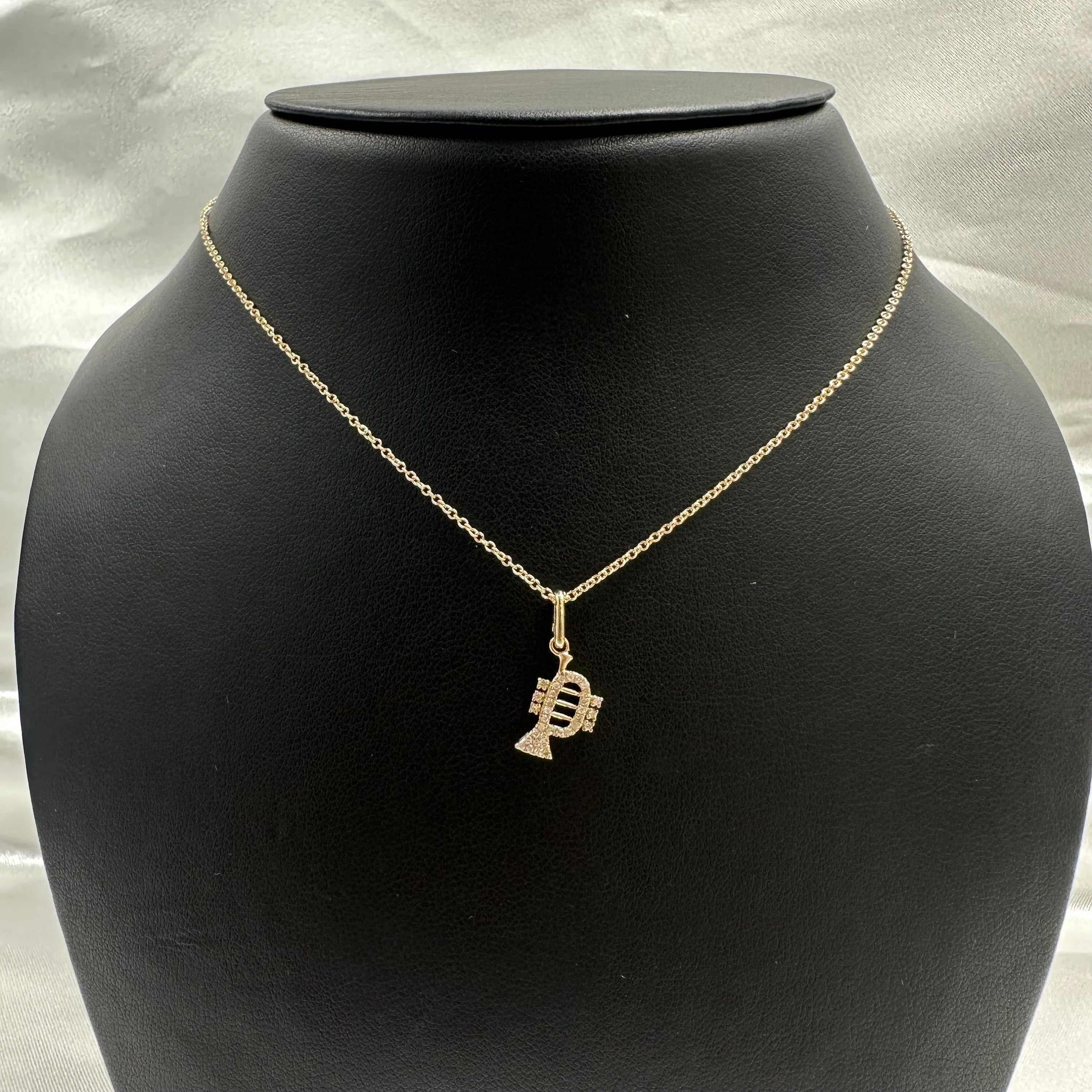 Diamond Trumpet Charm With Clasp 4x11mm