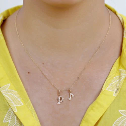 Diamond Trumpet Charm With Clasp 4x11mm