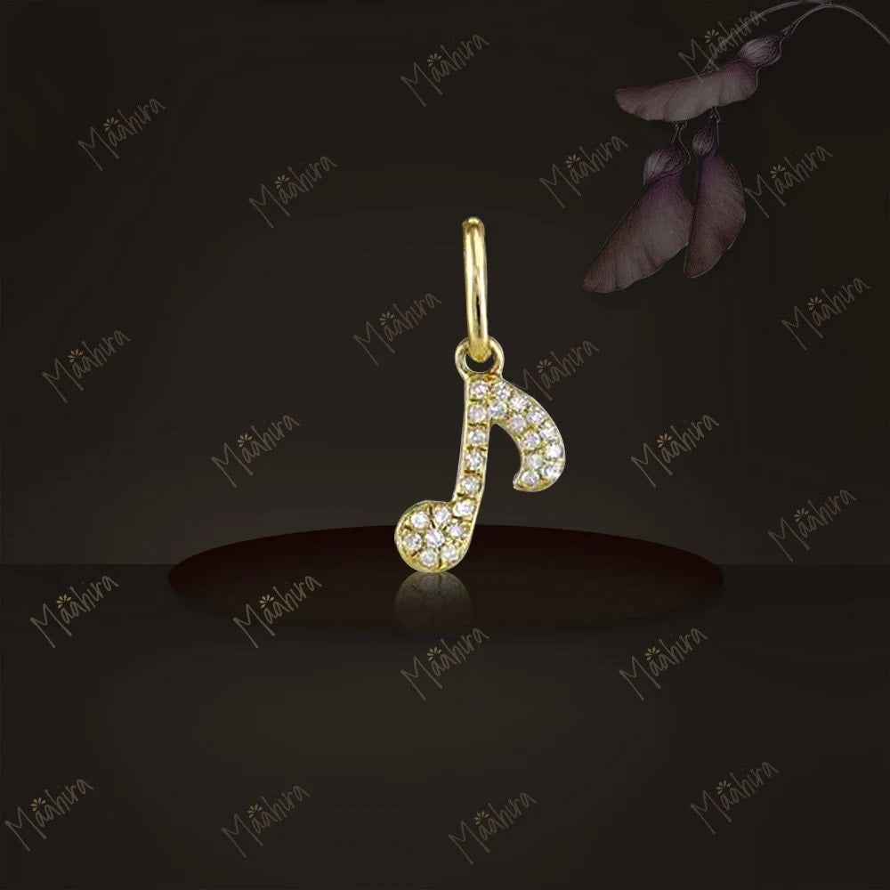 Diamond Music Note Charm With Clasp