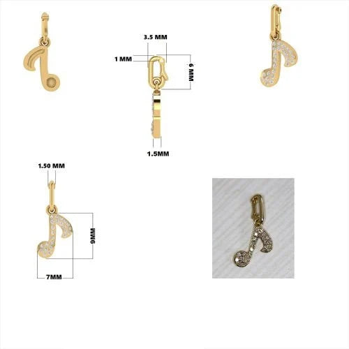Diamond Music Note Charm With Clasp