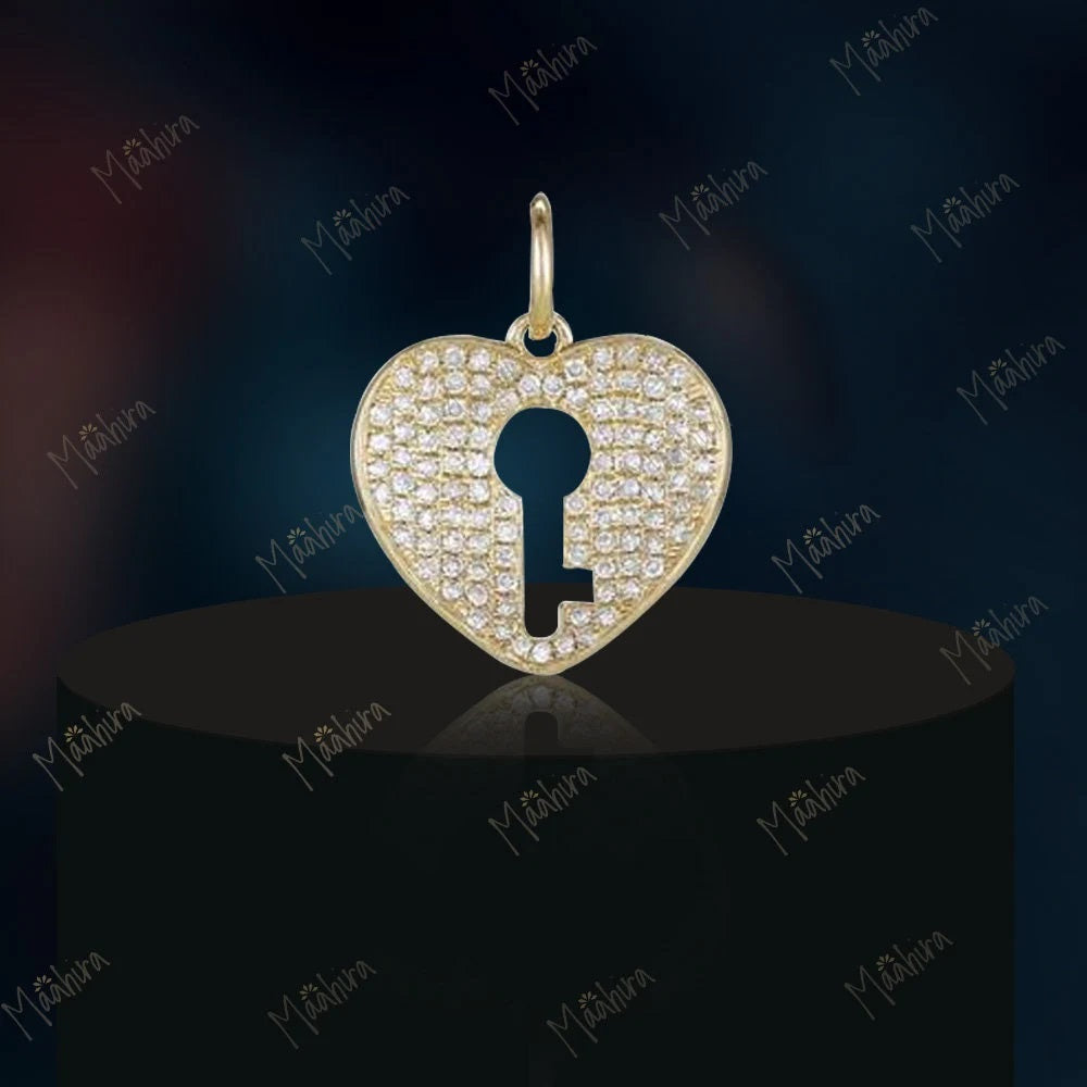 Diamond Heart With Key Pendant