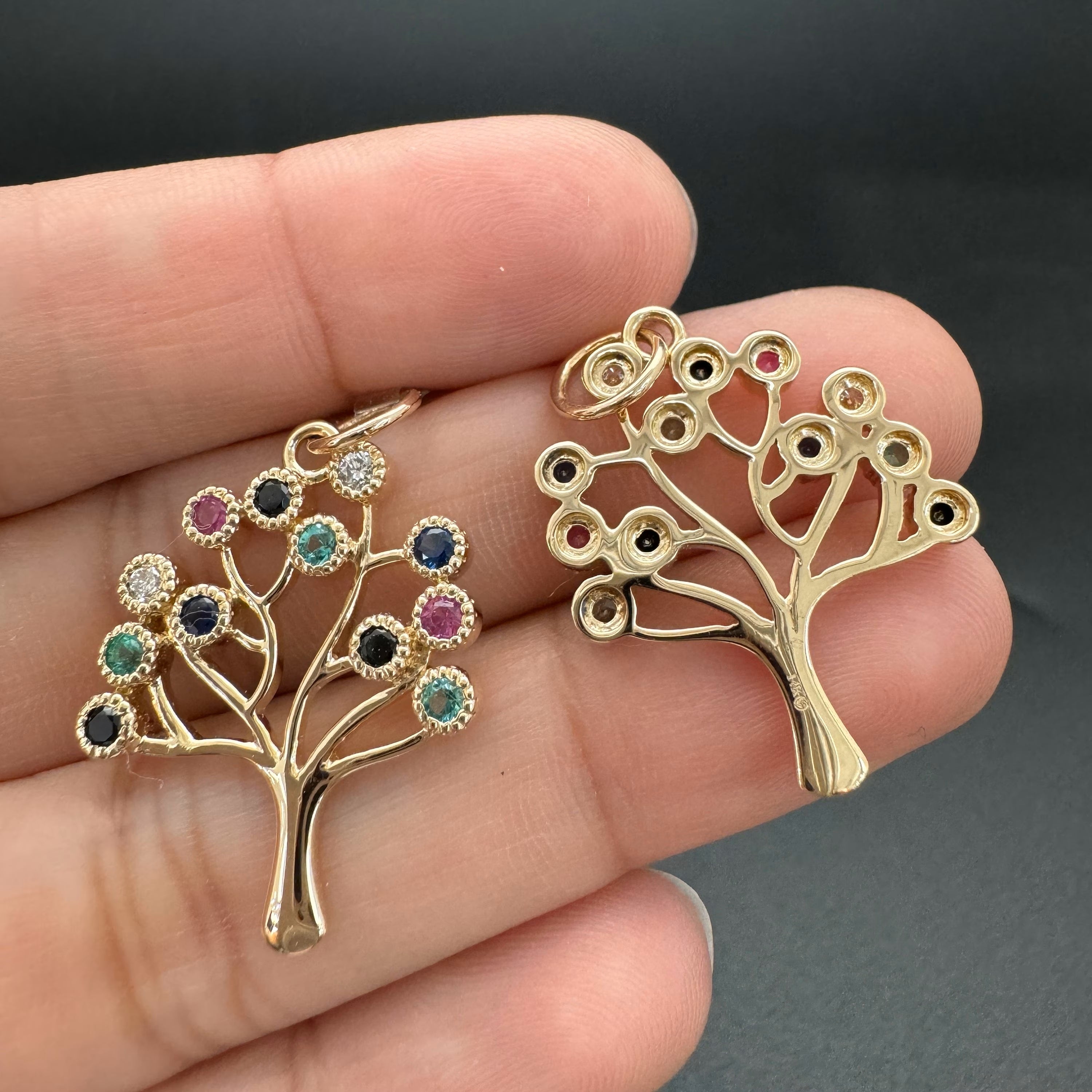 Multicolor Sapphire Family Tree Pendant Necklace