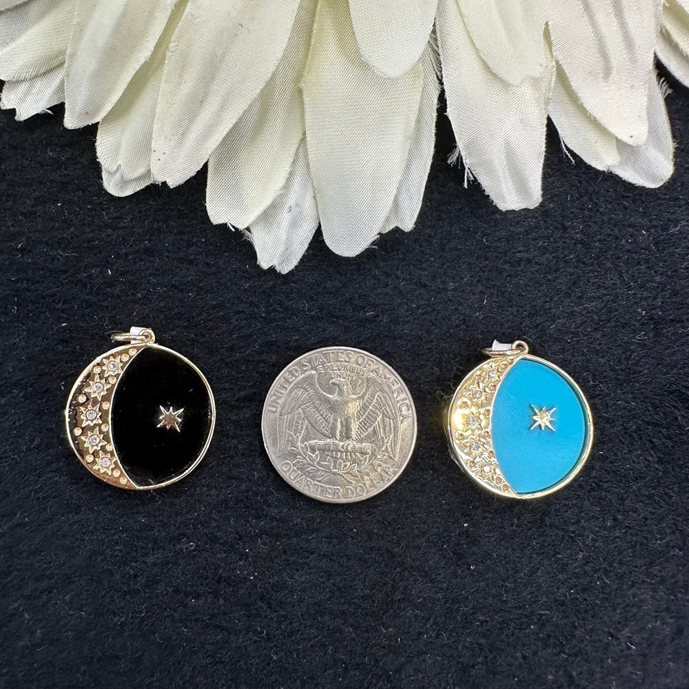 Black Onyx Moon & Star Pendant