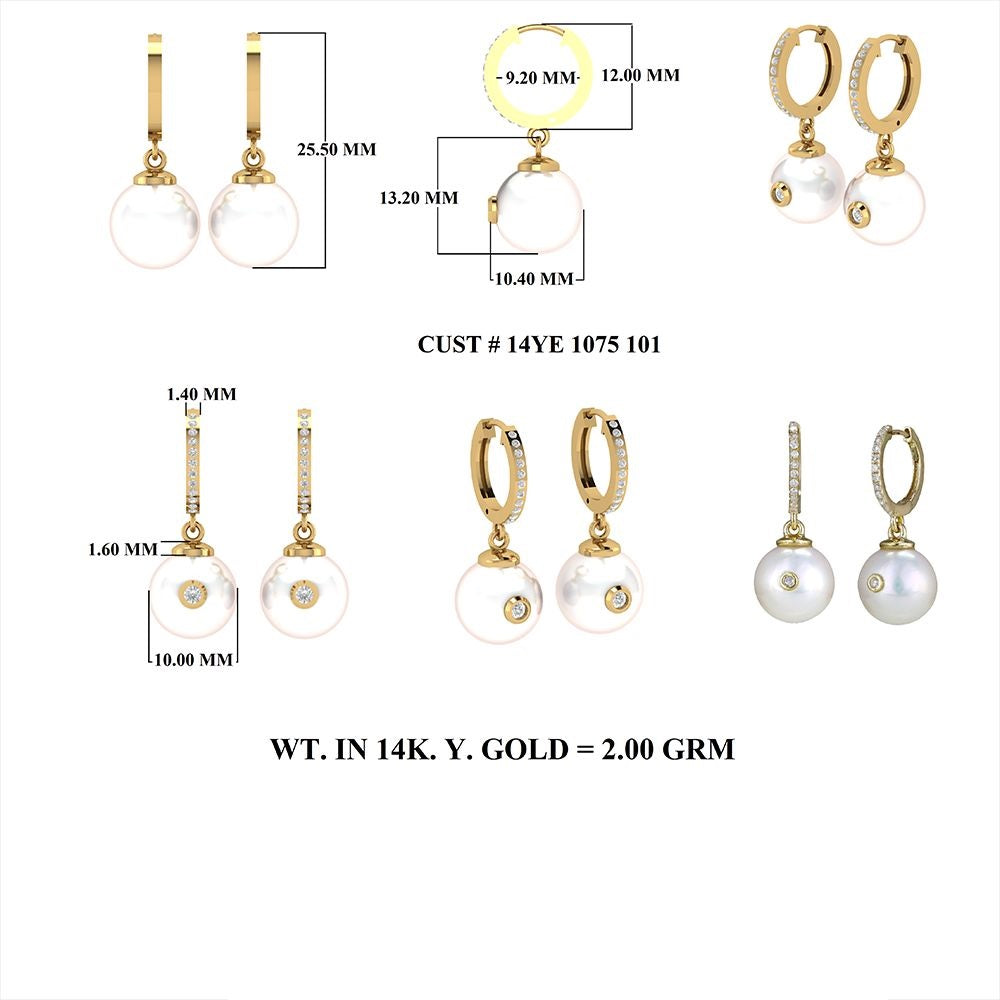 Diamond Pearl Hoop Earrings