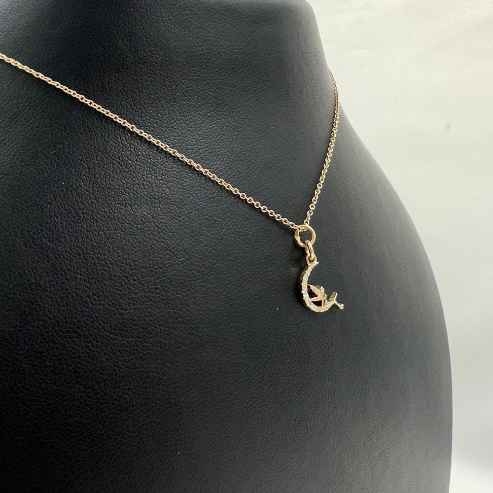 Angel On Moon Diamond Pendant