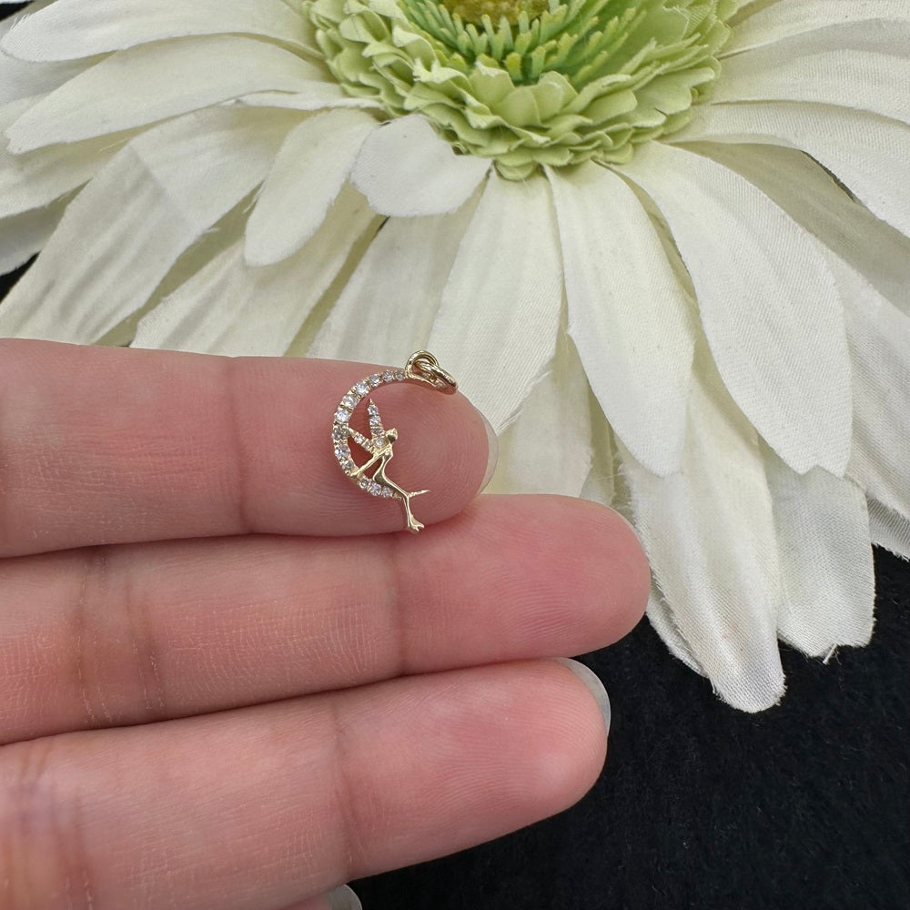 Angel On Moon Diamond Pendant